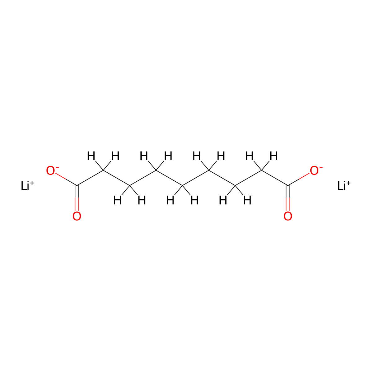 Azelaic acid, dilithium salt molecular structure, CAS 38900-29-7