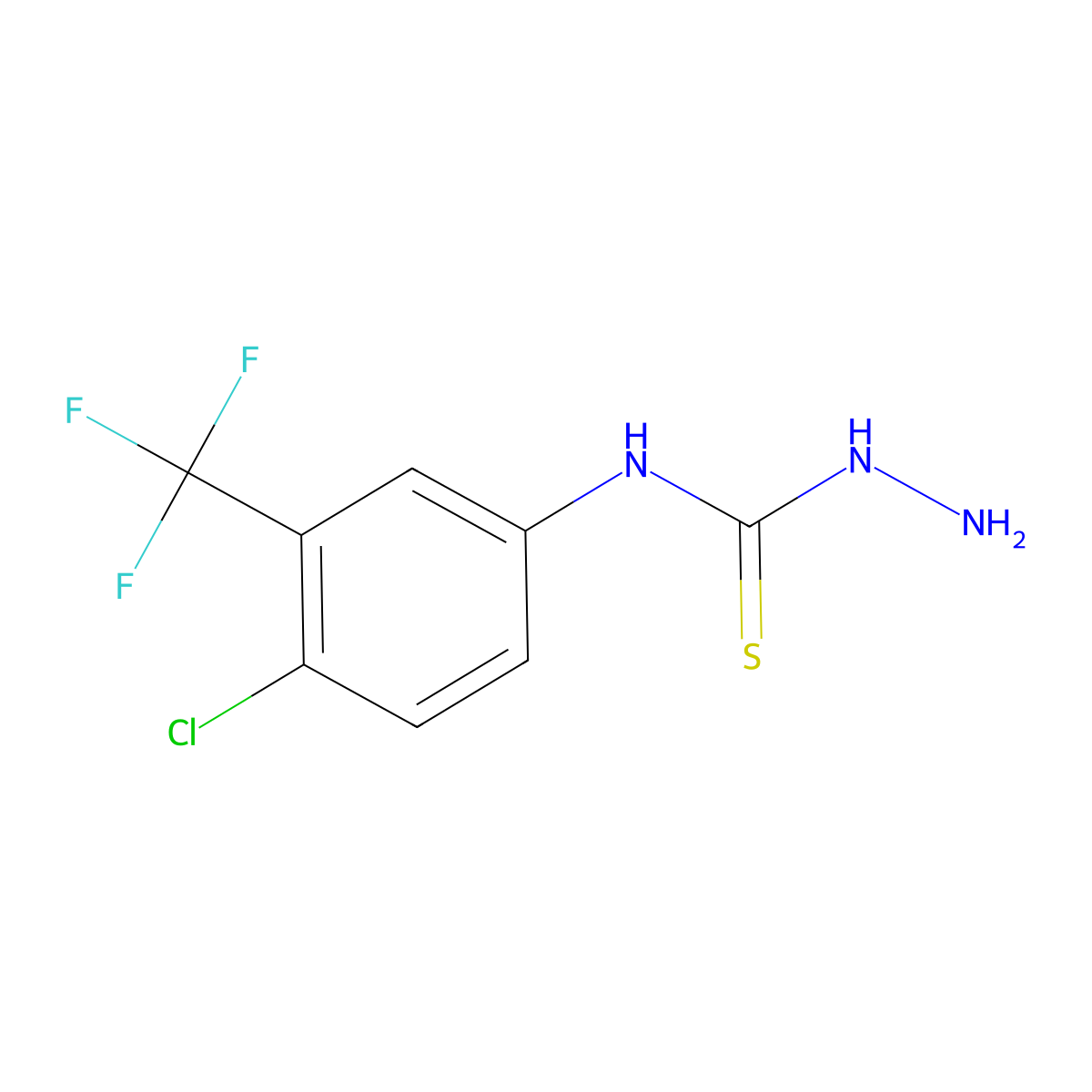 N-(4-Chloro-3-(trifluoromethyl)phenyl)hydrazinecarbothioamide molecular structure, CAS 38901-30-3