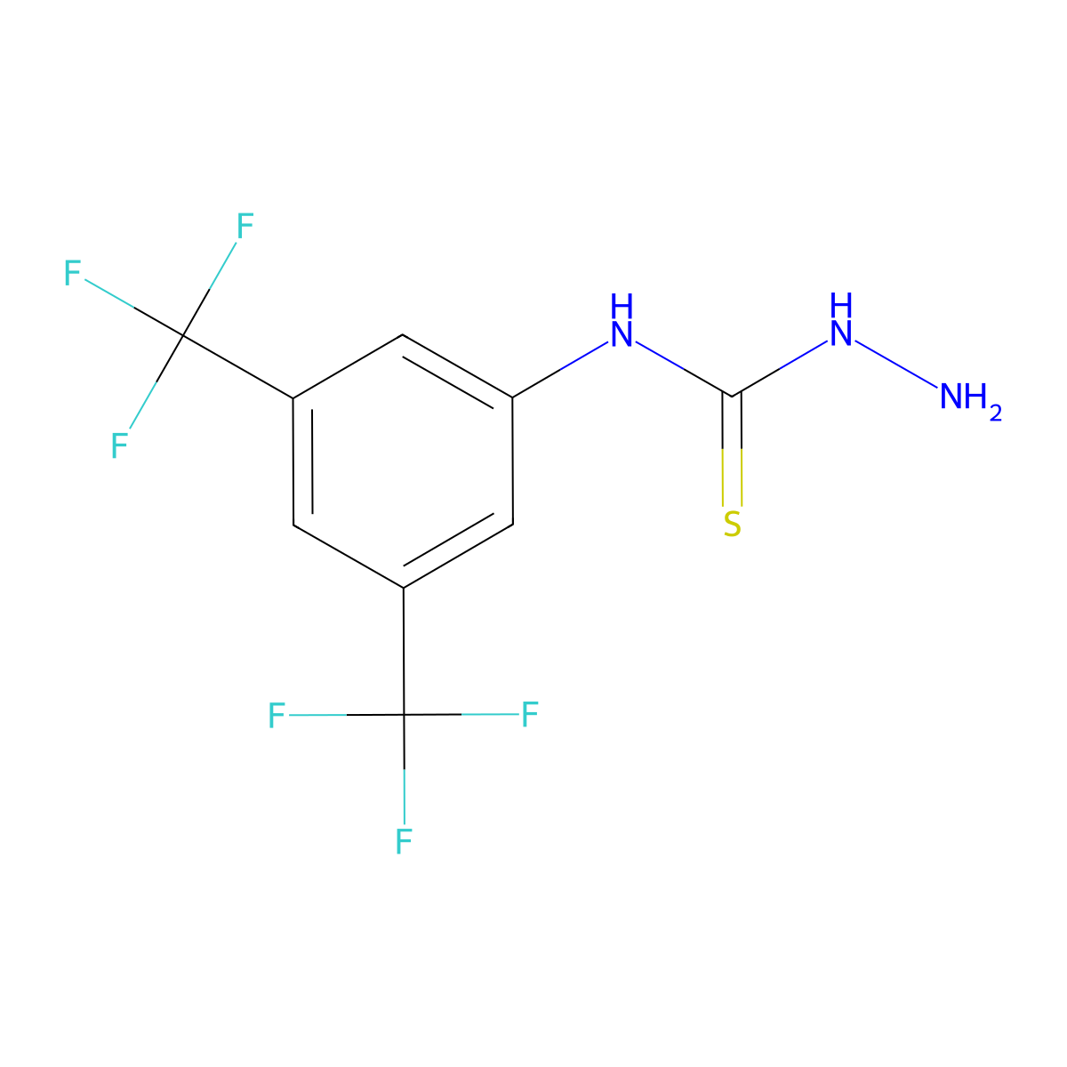 N-(3,5-Bis(trifluoromethyl)phenyl)hydrazinecarbothioamide molecular structure, CAS 38901-31-4