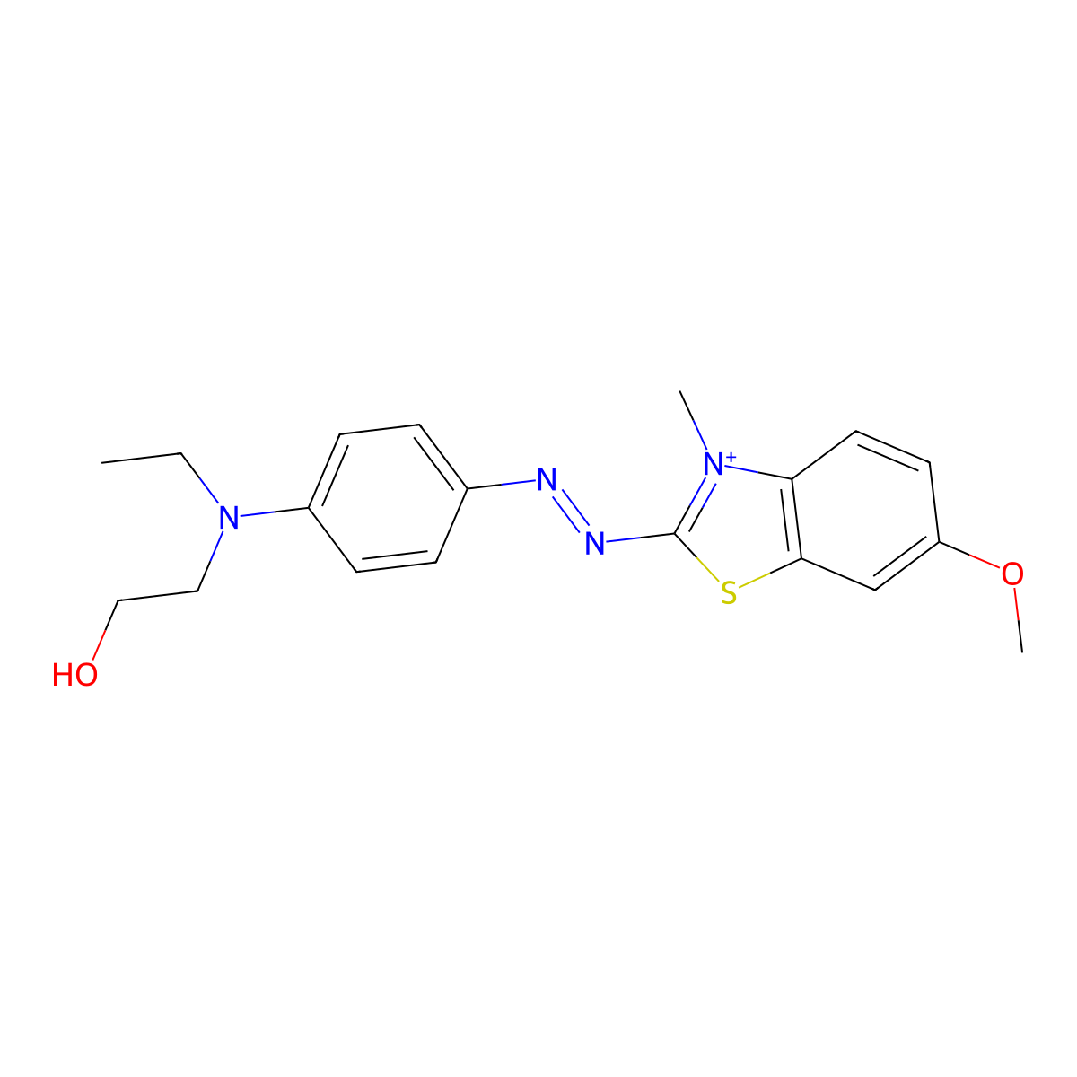 2-[4-(2-Hydroxyethyl ethylamino)phenylazo]-3-methyl-6-methoxybenzothiazole molecular structure, CAS 38901-82-5