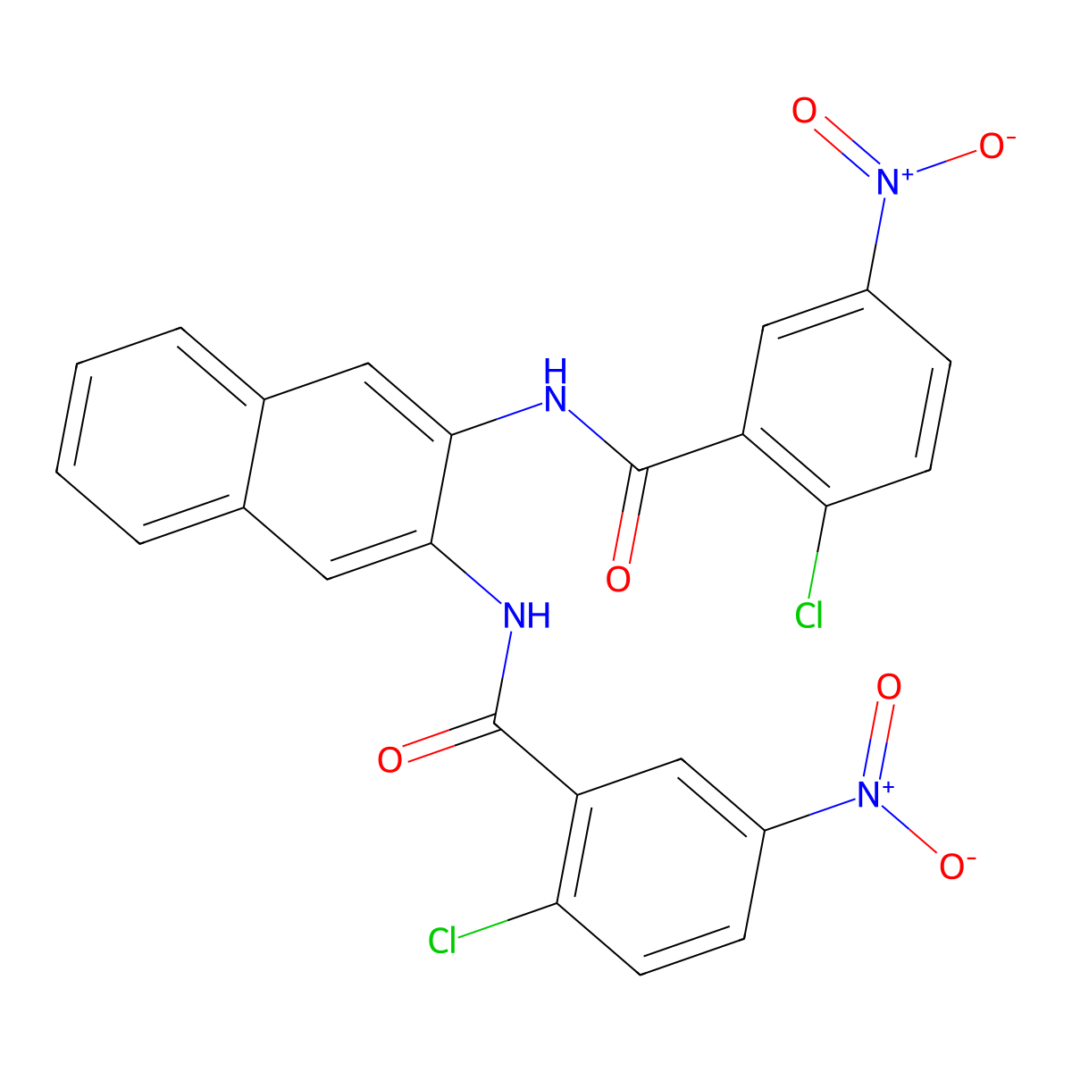 2-chloro-N-[3-[(2-chloro-5-nitrobenzoyl)amino]naphthalen-2-yl]-5-nitrobenzamide molecular structure, CAS 389065-58-1