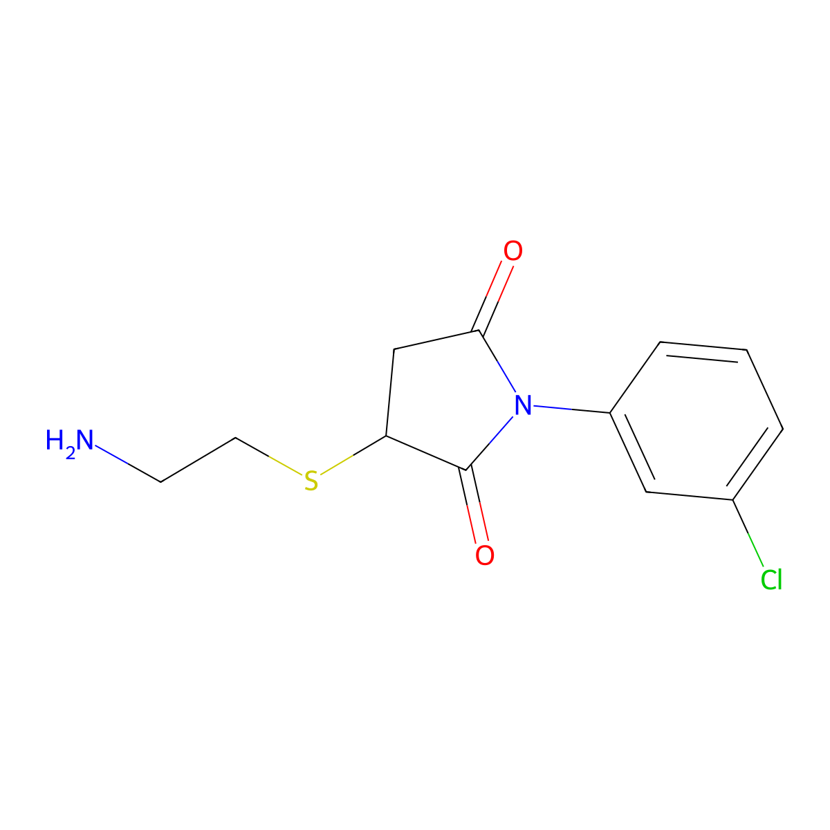 3-(2-Aminoethylthio)-1-(3-chlorophenyl)azolidine-2,5-dione molecular structure, CAS 389065-61-6