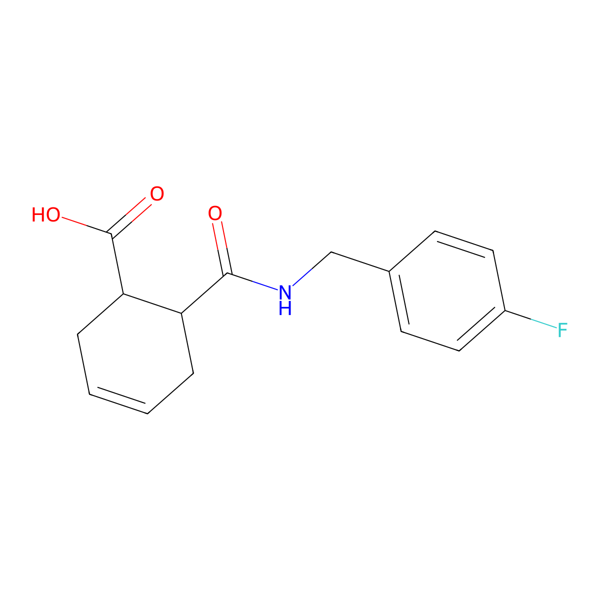 3-Cyclohexene-1-carboxylic acid, 6-[[[(4-fluorophenyl)methyl]amino]carbonyl]- molecular structure, CAS 389066-04-0
