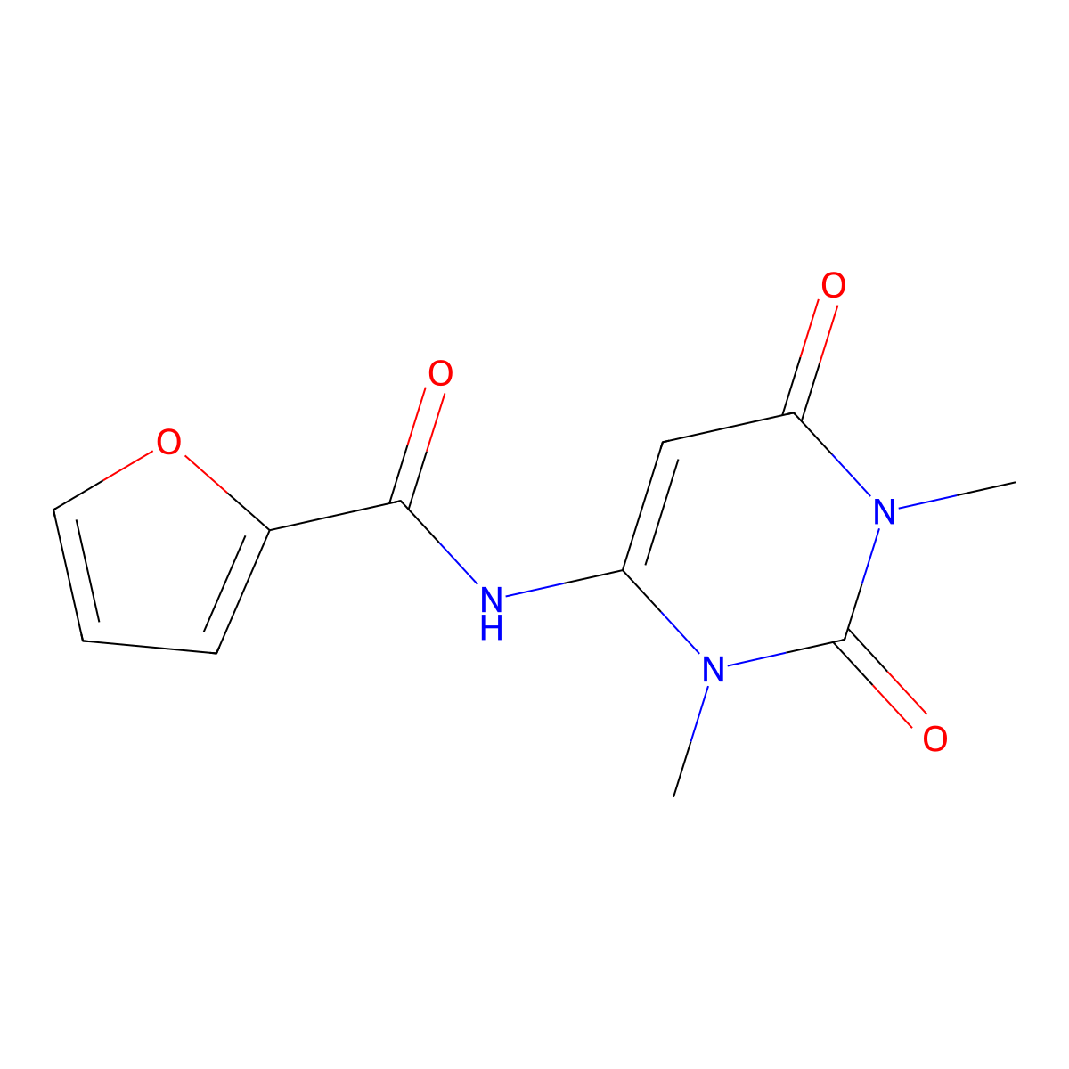 N-(1,3-dimethyl-2,6-dioxo-1,2,3,6-tetrahydropyrimidin-4-yl)furan-2-carboxamide molecular structure, CAS 389066-05-1