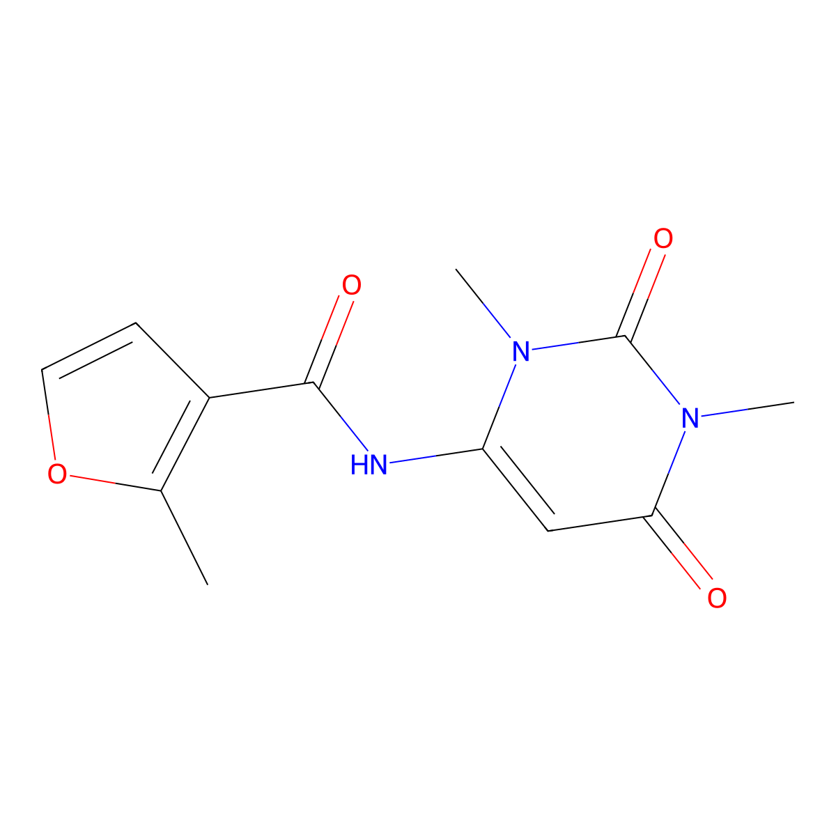 N-(1,3-dimethyl-2,6-dioxopyrimidin-4-yl)-2-methylfuran-3-carboxamide molecular structure, CAS 389066-06-2