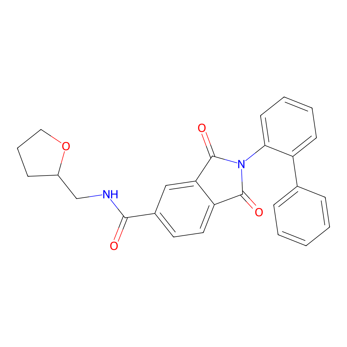 1,3-dioxo-N-(oxolan-2-ylmethyl)-2-(2-phenylphenyl)isoindole-5-carboxamide molecular structure, CAS 389066-24-4