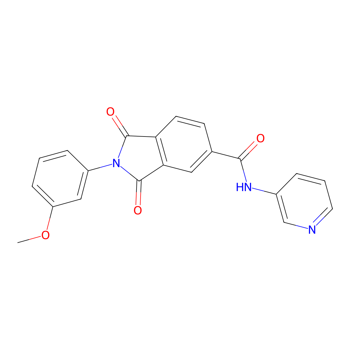 2-(3-methoxyphenyl)-1,3-dioxo-N-pyridin-3-ylisoindole-5-carboxamide molecular structure, CAS 389066-30-2