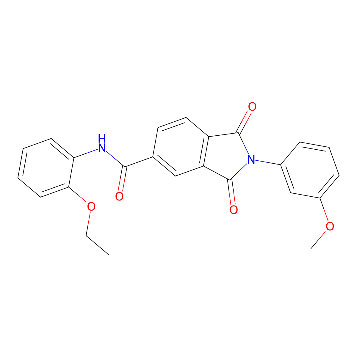 N-(2-ethoxyphenyl)-2-(3-methoxyphenyl)-1,3-dioxoisoindole-5-carboxamide molecular structure, CAS 389066-31-3