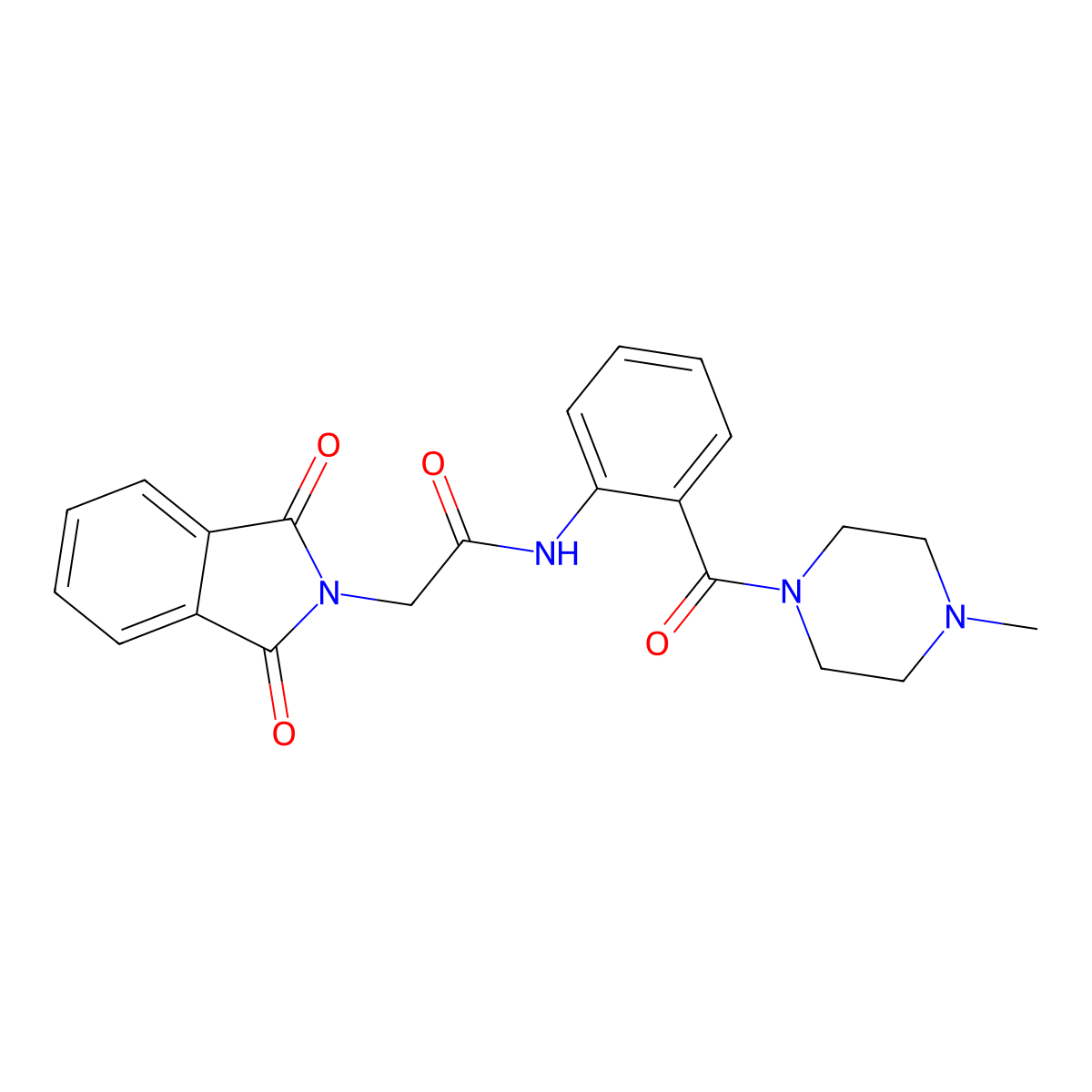 2-(1,3-dioxoisoindol-2-yl)-N-[2-(4-methylpiperazine-1-carbonyl)phenyl]acetamide molecular structure, CAS 389066-52-8