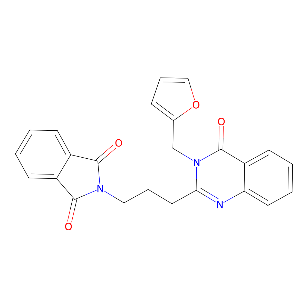 2-[3-[3-(Furan-2-ylmethyl)-4-oxoquinazolin-2-yl]propyl]isoindole-1,3-dione molecular structure, CAS 389066-56-2