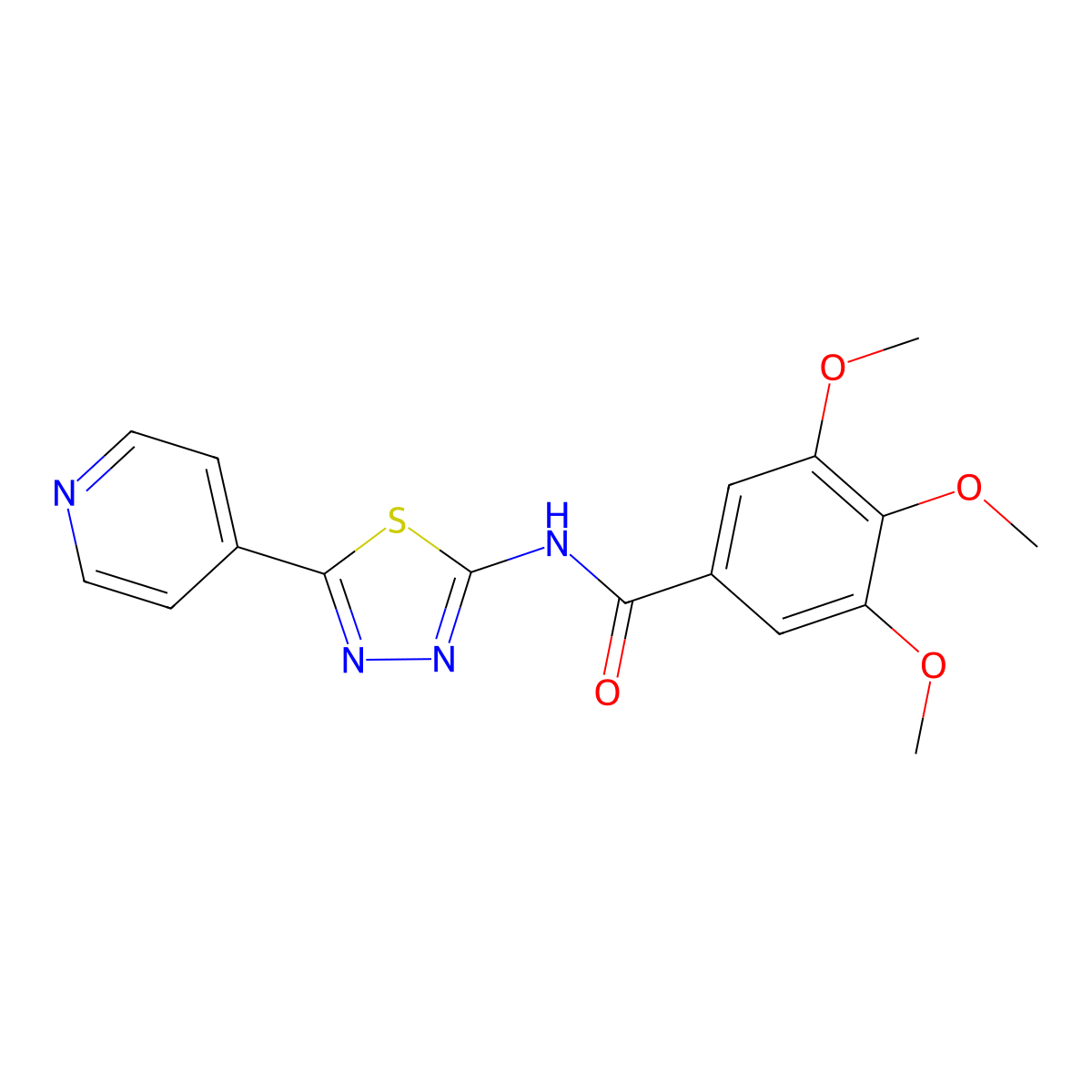 3,4,5-Trimethoxy-N-[5-(pyridin-4-YL)-1,3,4-thiadiazol-2-YL]benzamide molecular structure, CAS 389067-13-4