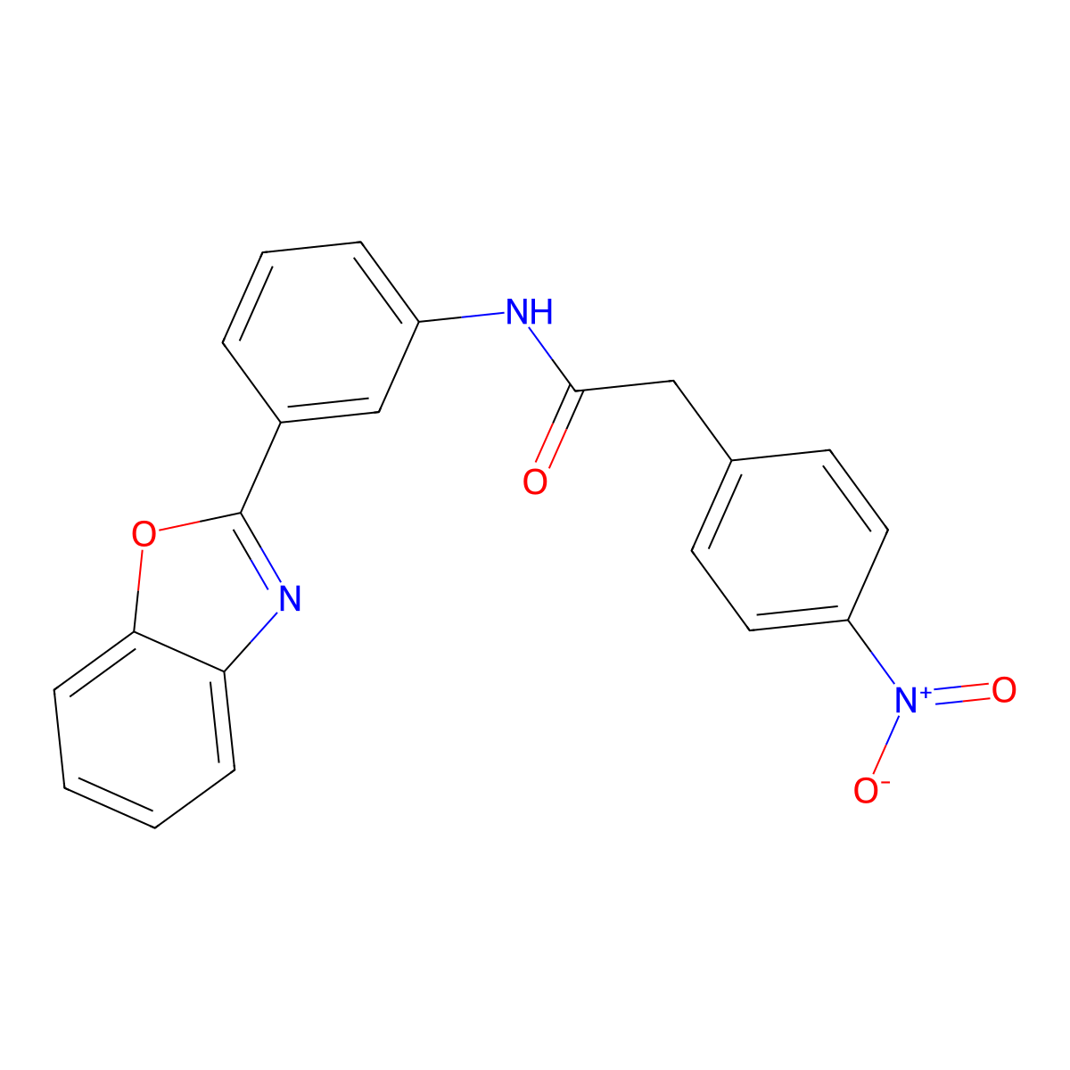 N-[3-(1,3-benzoxazol-2-yl)phenyl]-2-(4-nitrophenyl)acetamide molecular structure, CAS 389069-34-5