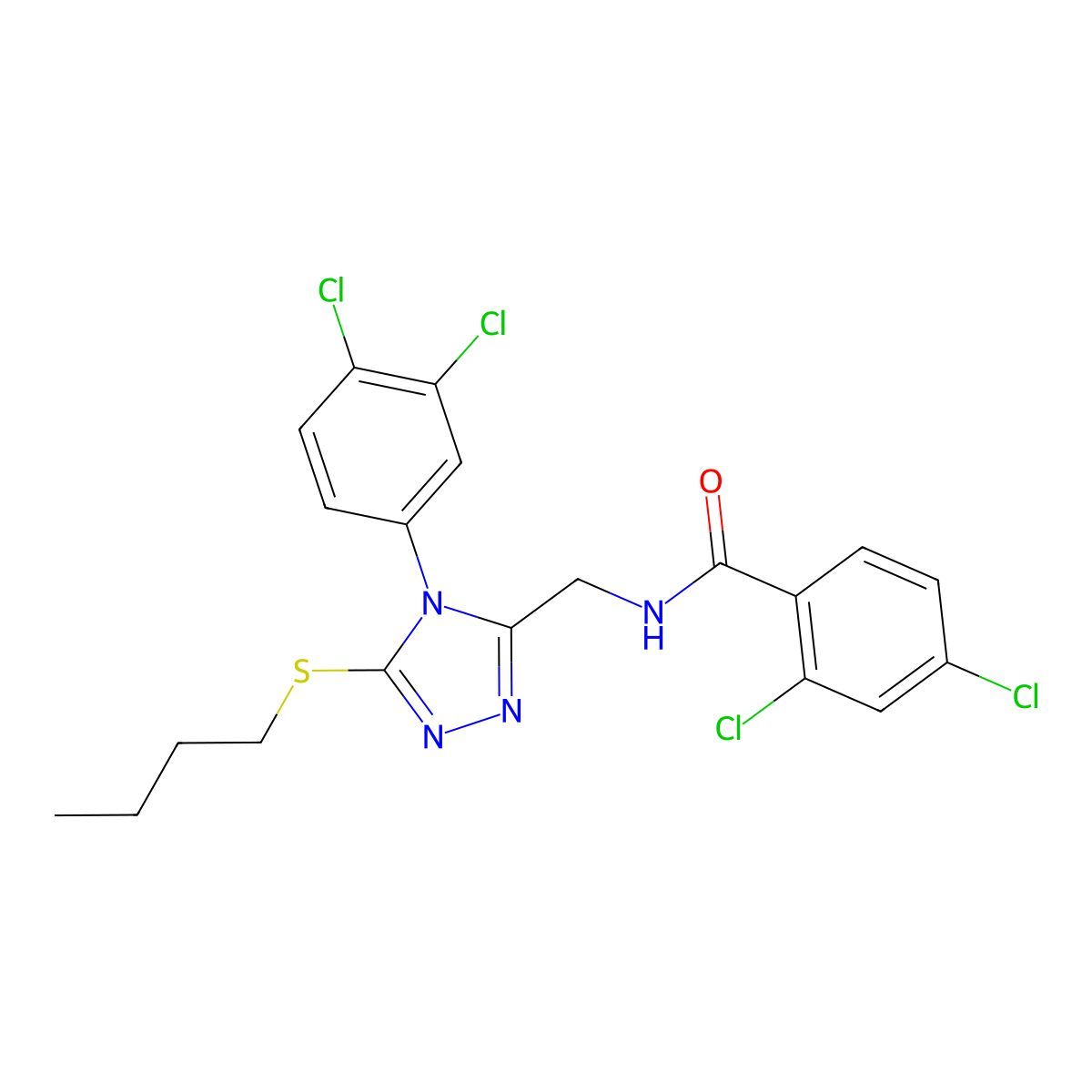 N-[[5-butylsulfanyl-4-(3,4-dichlorophenyl)-1,2,4-triazol-3-yl]methyl]-2,4-dichlorobenzamide molecular structure, CAS 389070-82-0