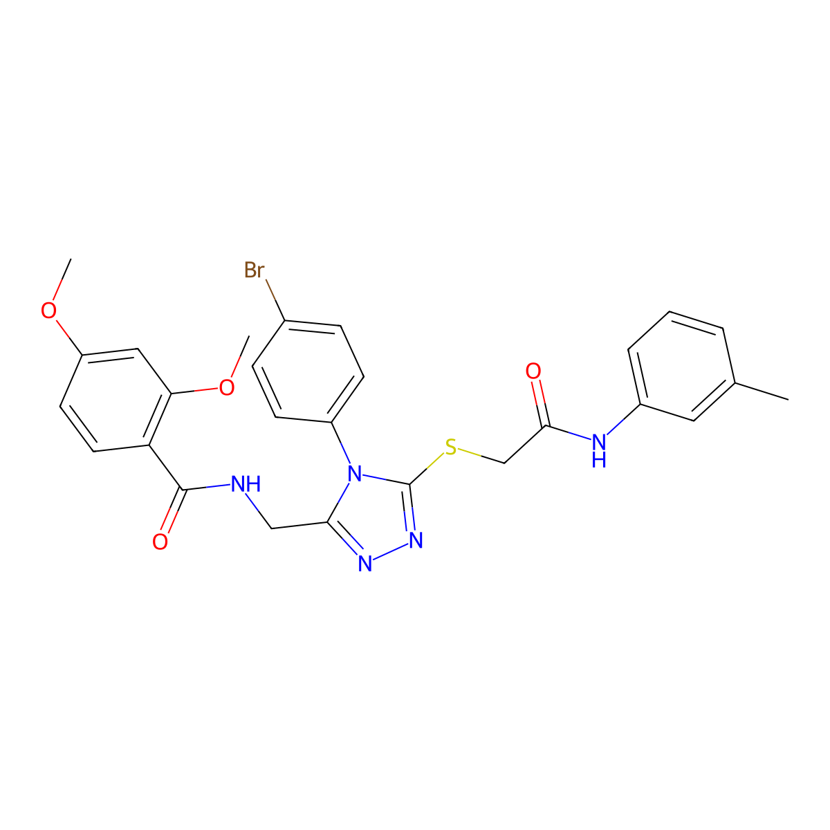 N-((4-(4-bromophenyl)-5-((2-oxo-2-(m-tolylamino)ethyl)thio)-4H-1,2,4-triazol-3-yl)methyl)-2,4-dimethoxybenzamide molecular structure, CAS 389071-31-2
