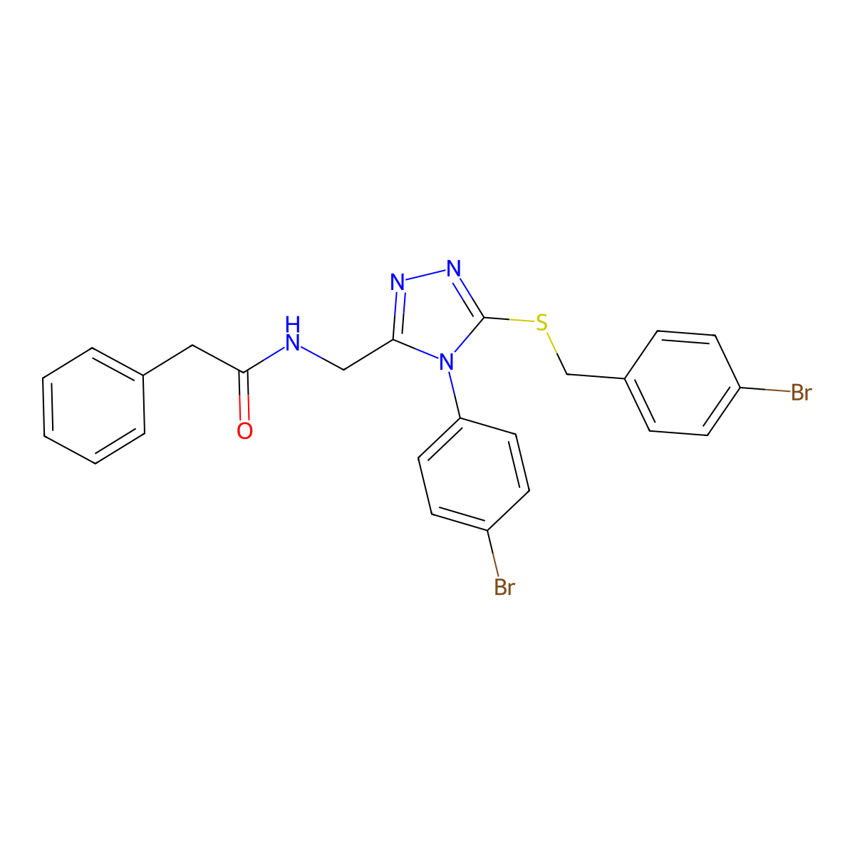 N-((5-((4-bromobenzyl)thio)-4-(4-bromophenyl)-4H-1,2,4-triazol-3-yl)methyl)-2-phenylacetamide molecular structure, CAS 389071-51-6
