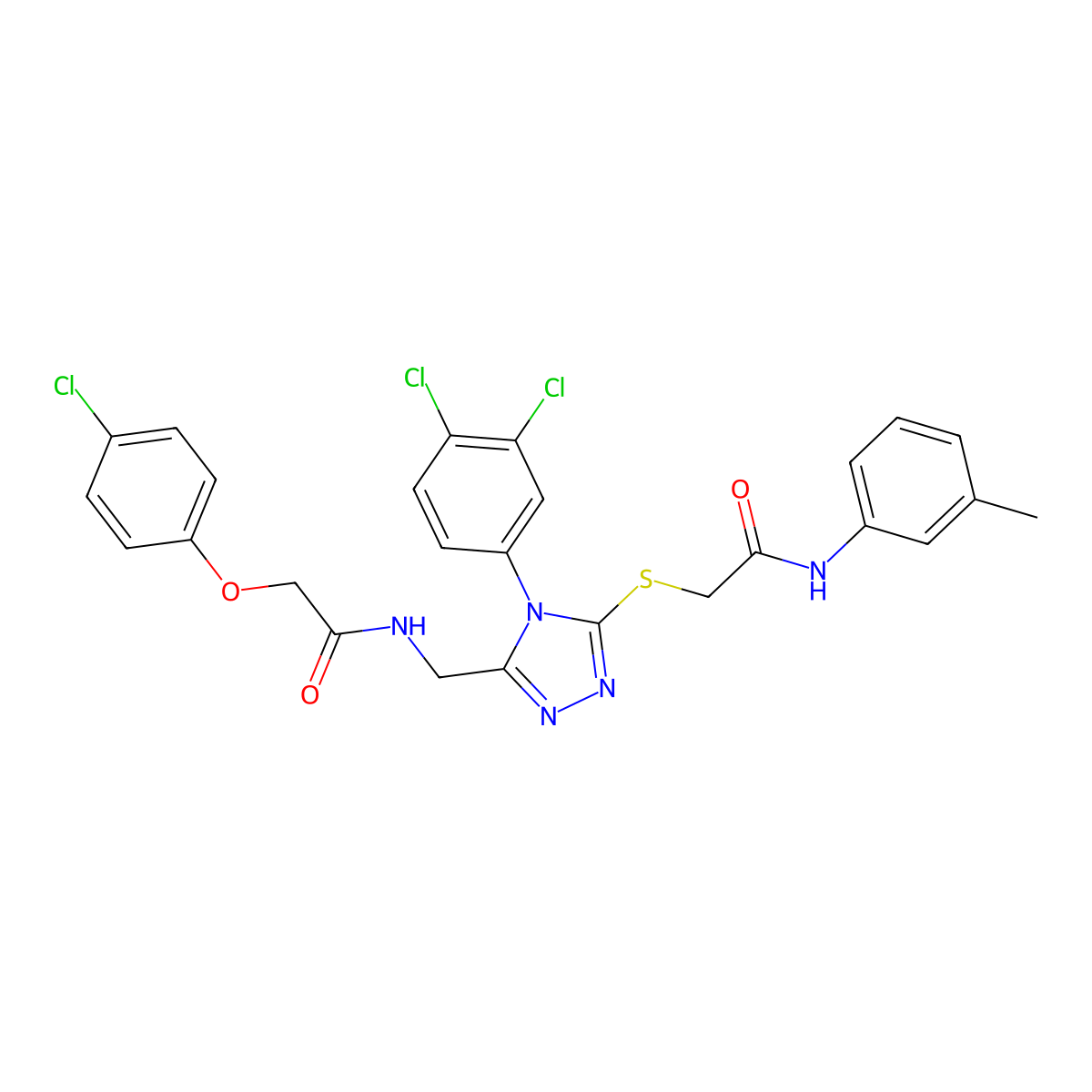 2-(4-chlorophenoxy)-N-((4-(3,4-dichlorophenyl)-5-((2-oxo-2-(m-tolylamino)ethyl)thio)-4H-1,2,4-triazol-3-yl)methyl)acetamide molecular structure, CAS 389071-72-1