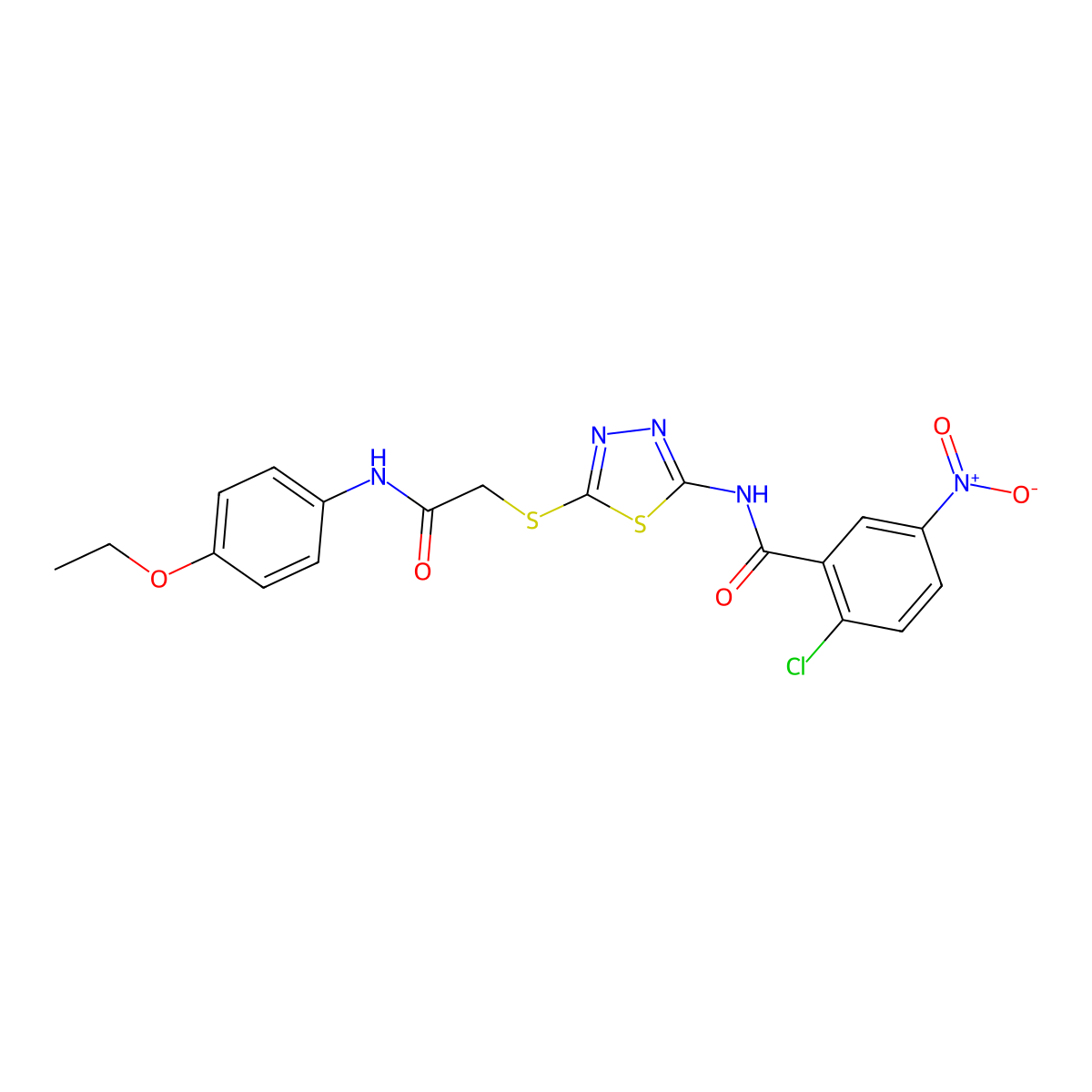2-chloro-N-[5-({[(4-ethoxyphenyl)carbamoyl]methyl}sulfanyl)-1,3,4-thiadiazol-2-yl]-5-nitrobenzamide molecular structure, CAS 389072-92-8