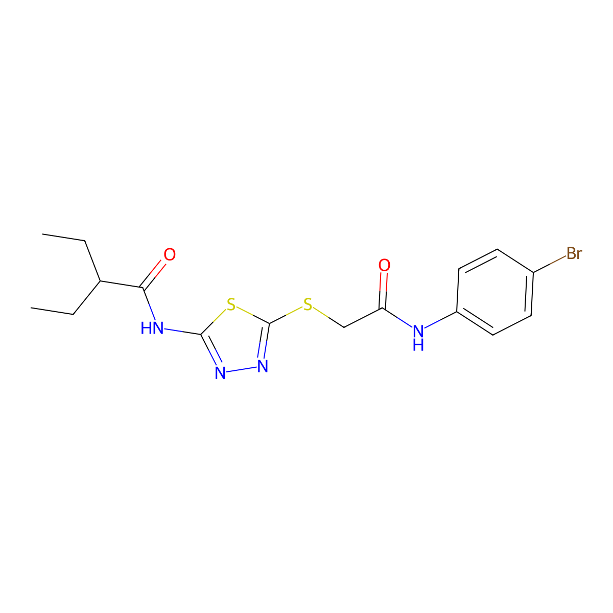 N-[5-({[(4-bromophenyl)carbamoyl]methyl}sulfanyl)-1,3,4-thiadiazol-2-yl]-2-ethylbutanamide molecular structure, CAS 389074-00-4