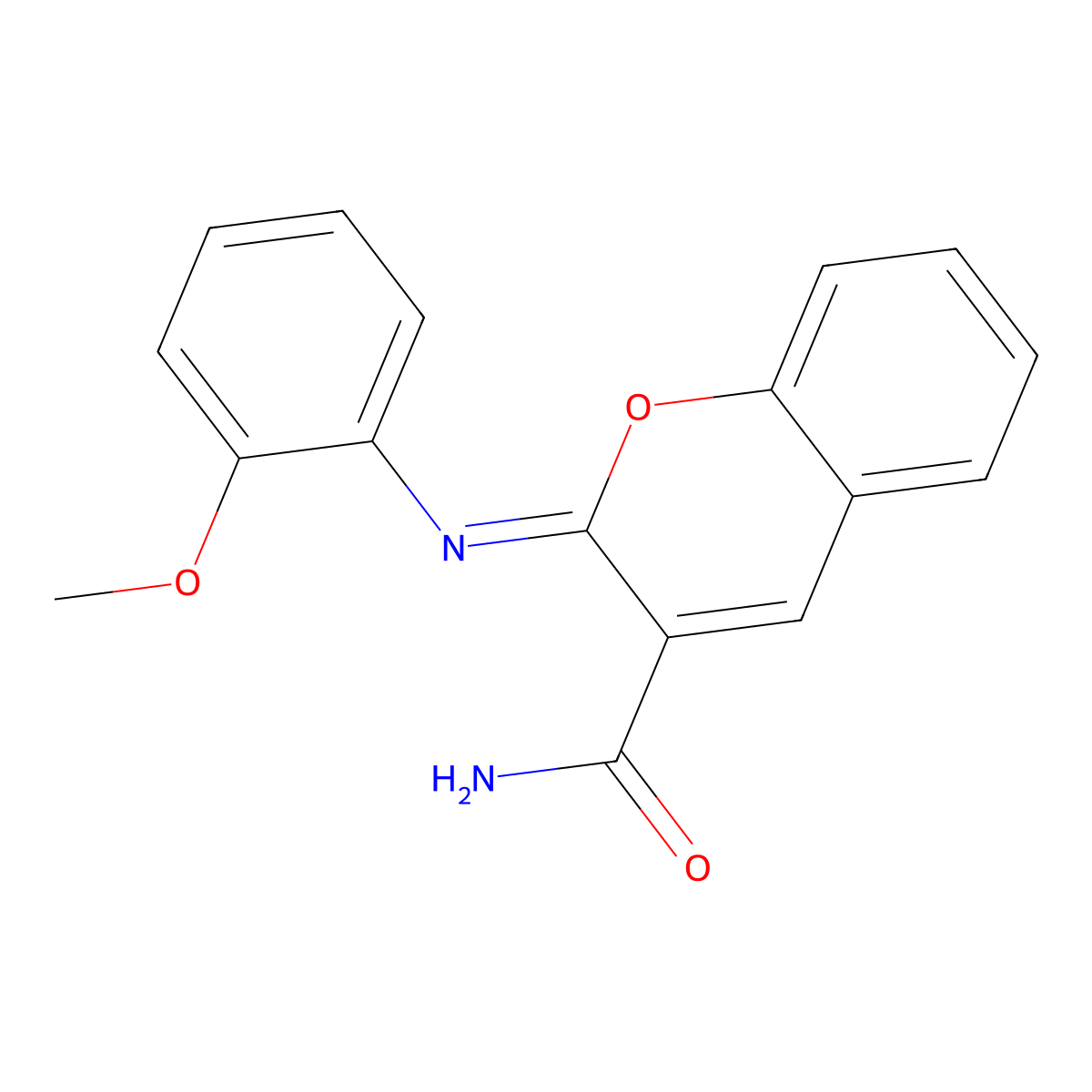 (2Z)-2-[(2-methoxyphenyl)imino]-2H-chromene-3-carboxamide molecular structure, CAS 389075-18-7