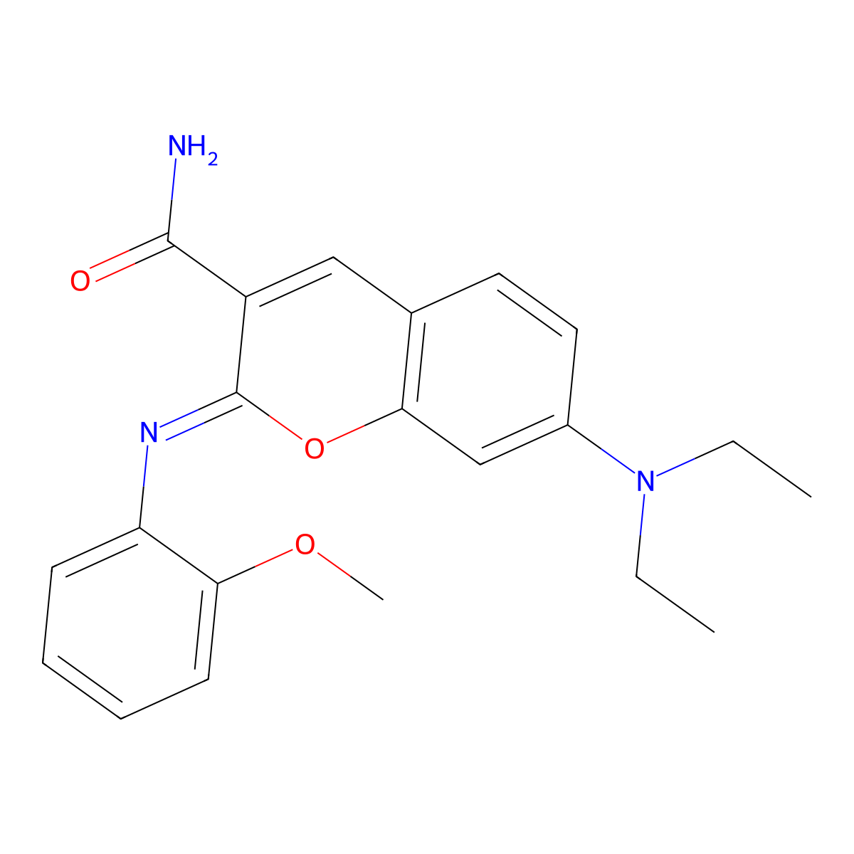 (2Z)-7-(diethylamino)-2-[(2-methoxyphenyl)imino]-2H-chromene-3-carboxamide molecular structure, CAS 389075-29-0