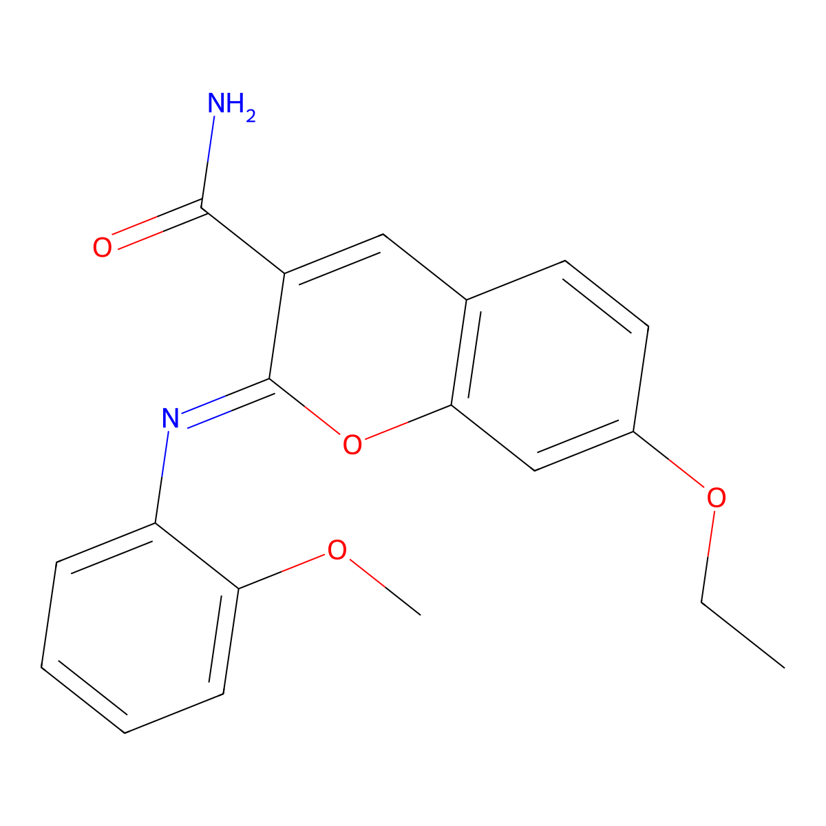 (2Z)-7-ethoxy-2-[(2-methoxyphenyl)imino]-2H-chromene-3-carboxamide molecular structure, CAS 389075-31-4