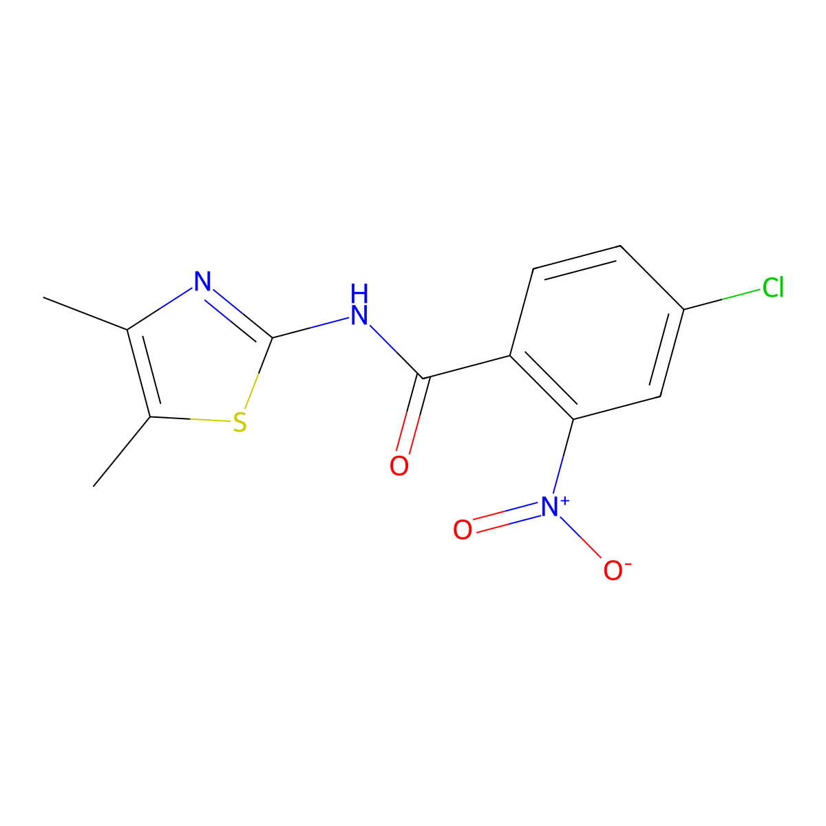 4-chloro-N-(4,5-dimethyl-1,3-thiazol-2-yl)-2-nitrobenzamide molecular structure, CAS 389076-44-2