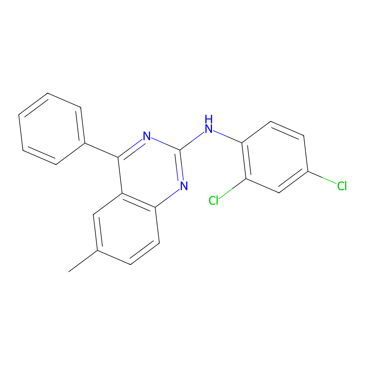 N-(2,4-dichlorophenyl)-6-methyl-4-phenylquinazolin-2-amine molecular structure, CAS 389076-52-2