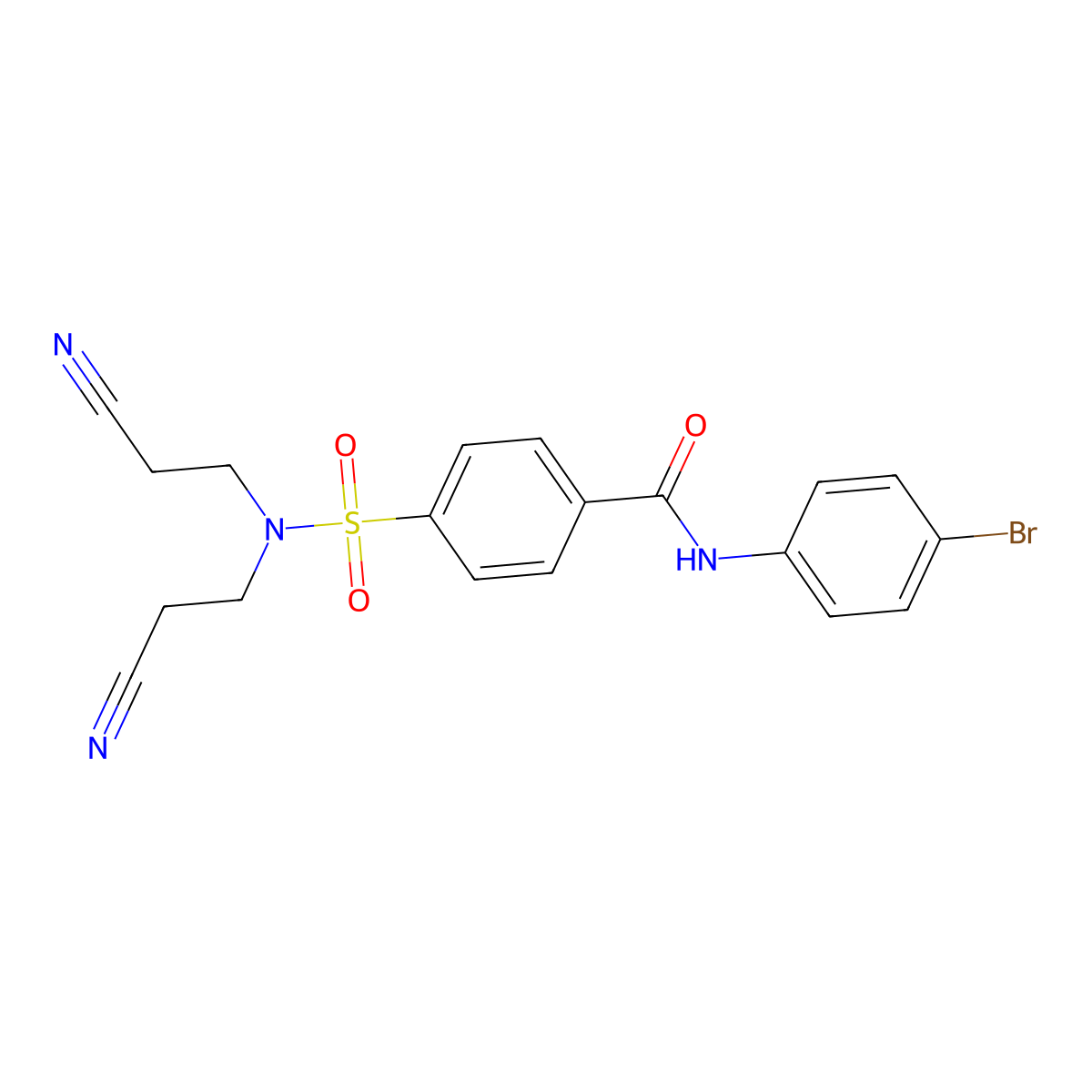 4-[bis(2-cyanoethyl)sulfamoyl]-N-(4-bromophenyl)benzamide molecular structure, CAS 389076-54-4