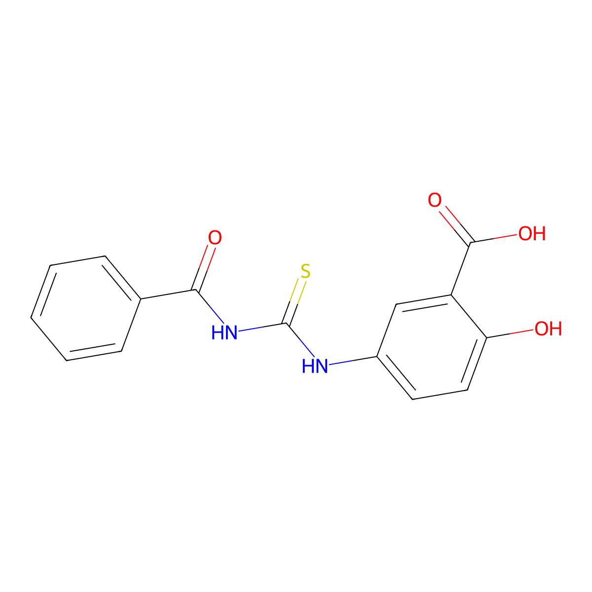 5-(3-Benzoylthioureido)-2-hydroxybenzoic acid molecular structure, CAS 389076-58-8
