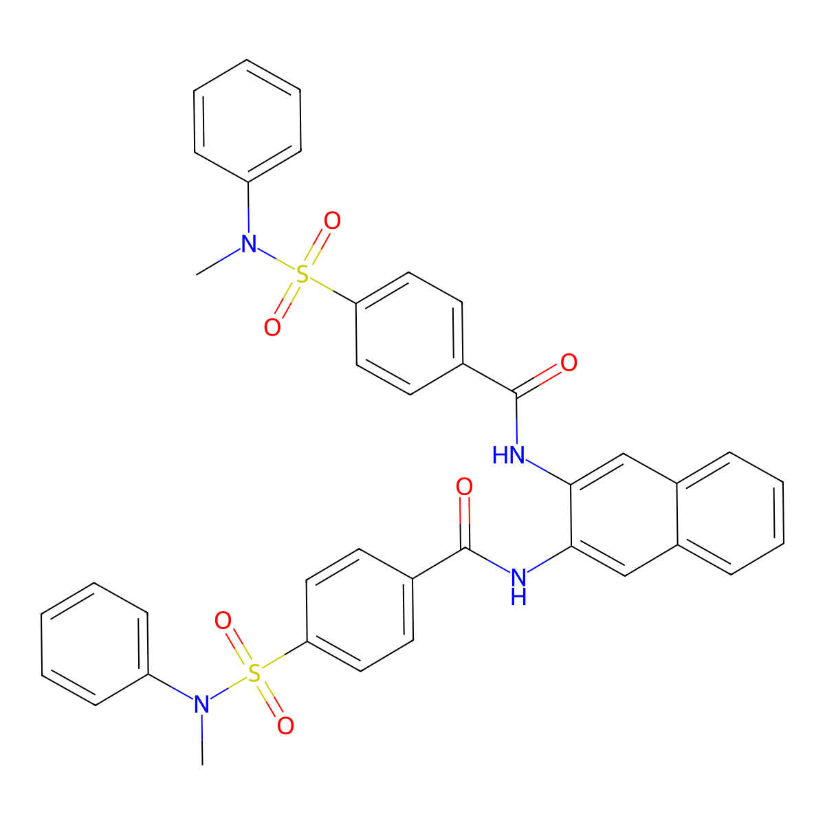 4-[Methyl(phenyl)sulfamoyl]-N-(3-{4-[methyl(phenyl)sulfamoyl]benzamido}naphthalen-2-YL)benzamide molecular structure, CAS 389076-67-9