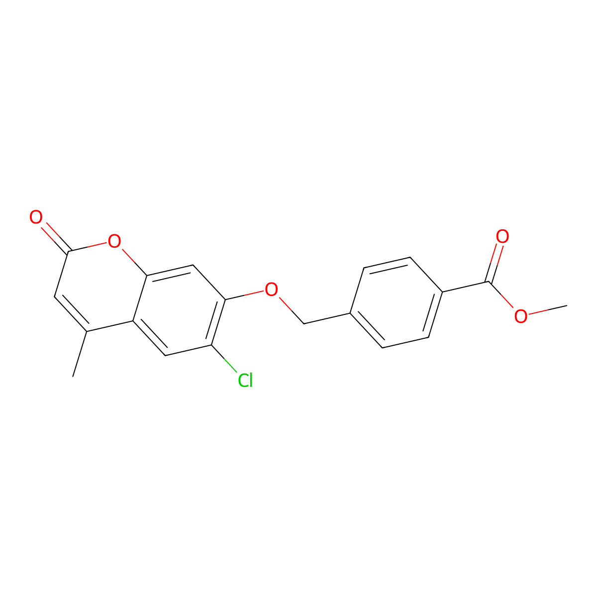 methyl 4-{[(6-chloro-4-methyl-2-oxo-2H-chromen-7-yl)oxy]methyl}benzoate molecular structure, CAS 389077-17-2
