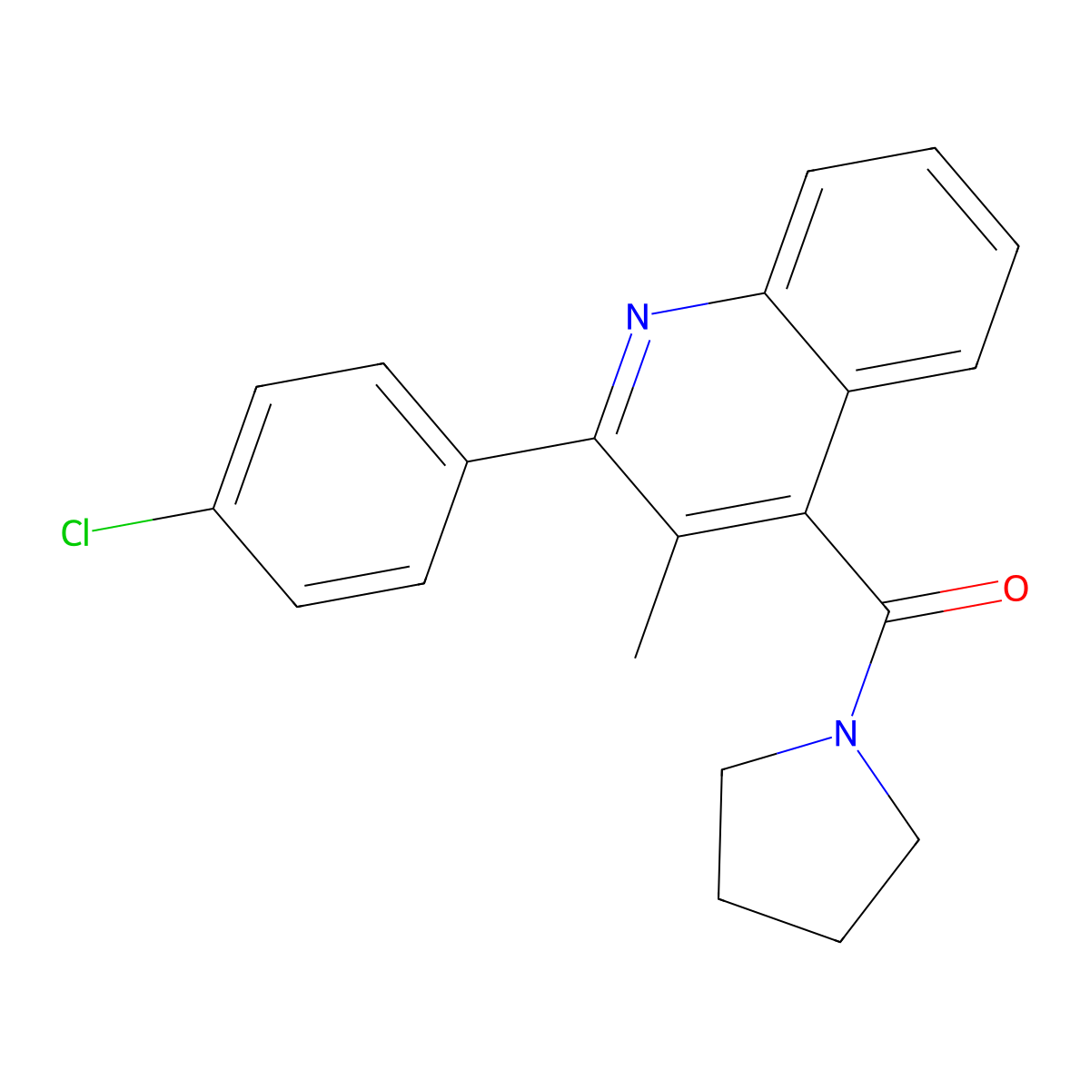 [2-(4-Chlorophenyl)-3-methylquinolin-4-yl]-pyrrolidin-1-ylmethanone molecular structure, CAS 389077-54-7