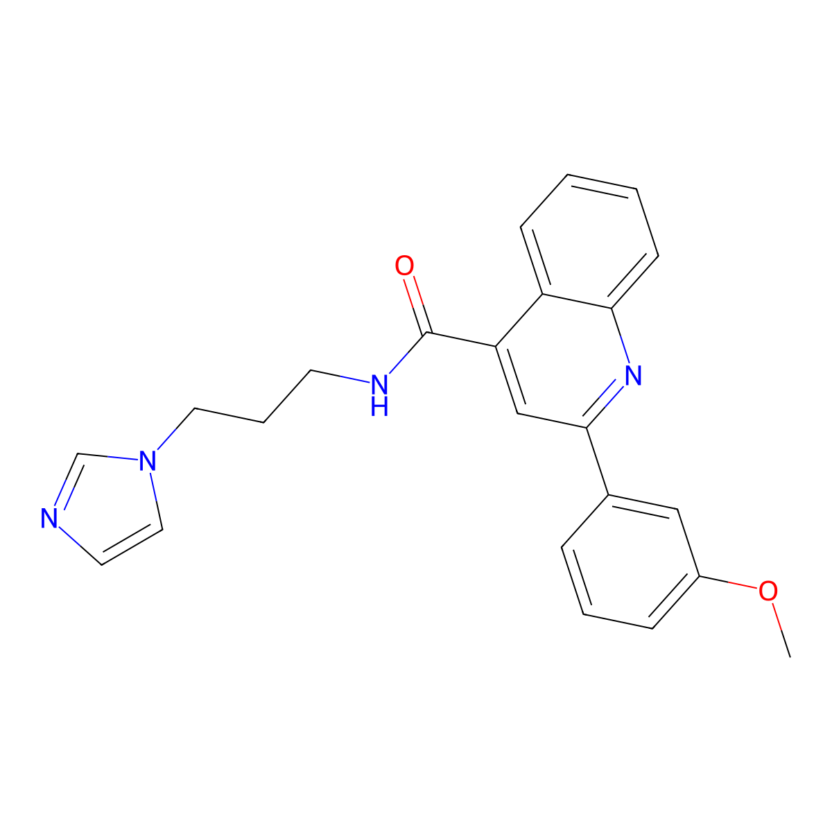 N-(3-imidazol-1-ylpropyl)-2-(3-methoxyphenyl)quinoline-4-carboxamide molecular structure, CAS 389078-31-3