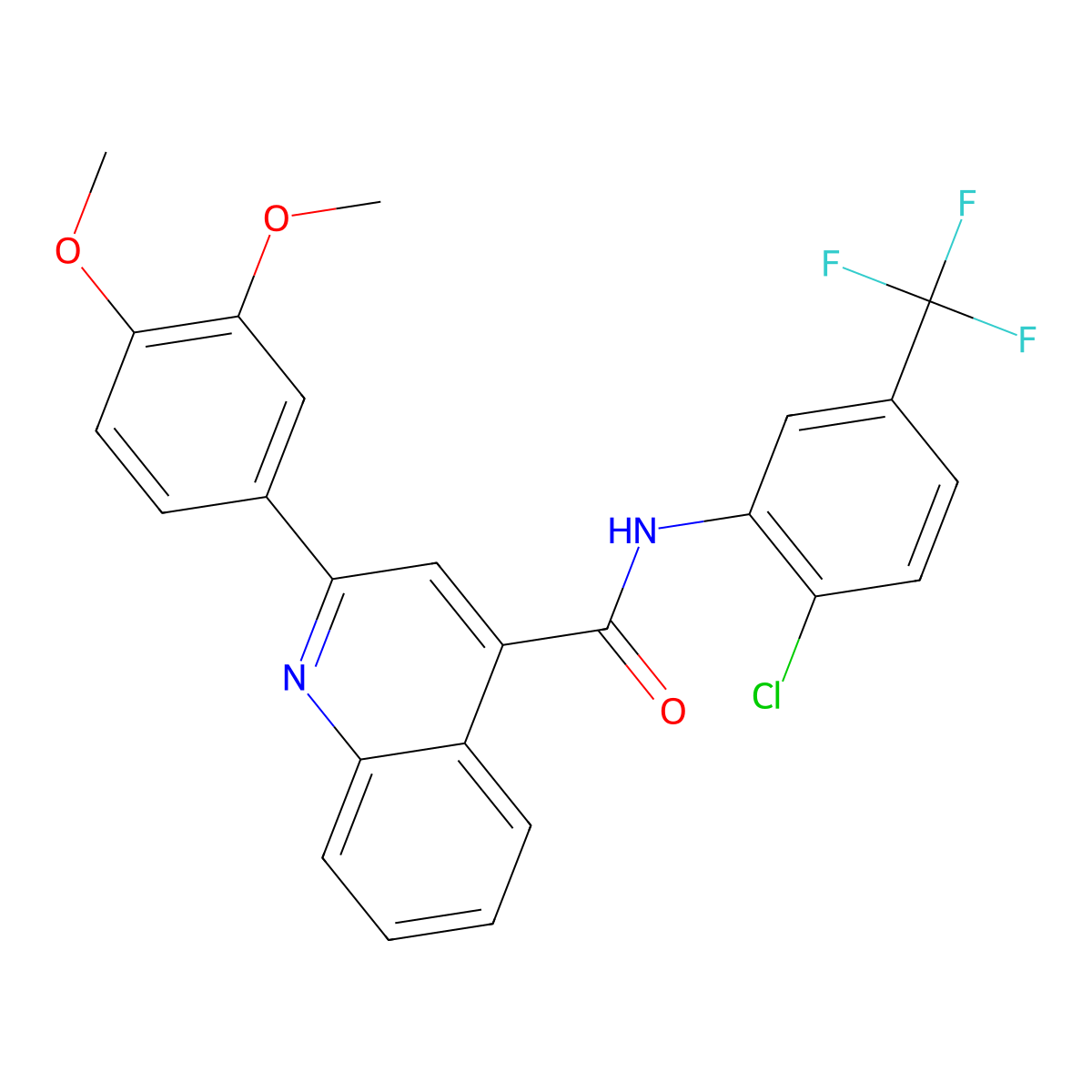 N-[2-chloro-5-(trifluoromethyl)phenyl]-2-(3,4-dimethoxyphenyl)quinoline-4-carboxamide molecular structure, CAS 389078-63-1