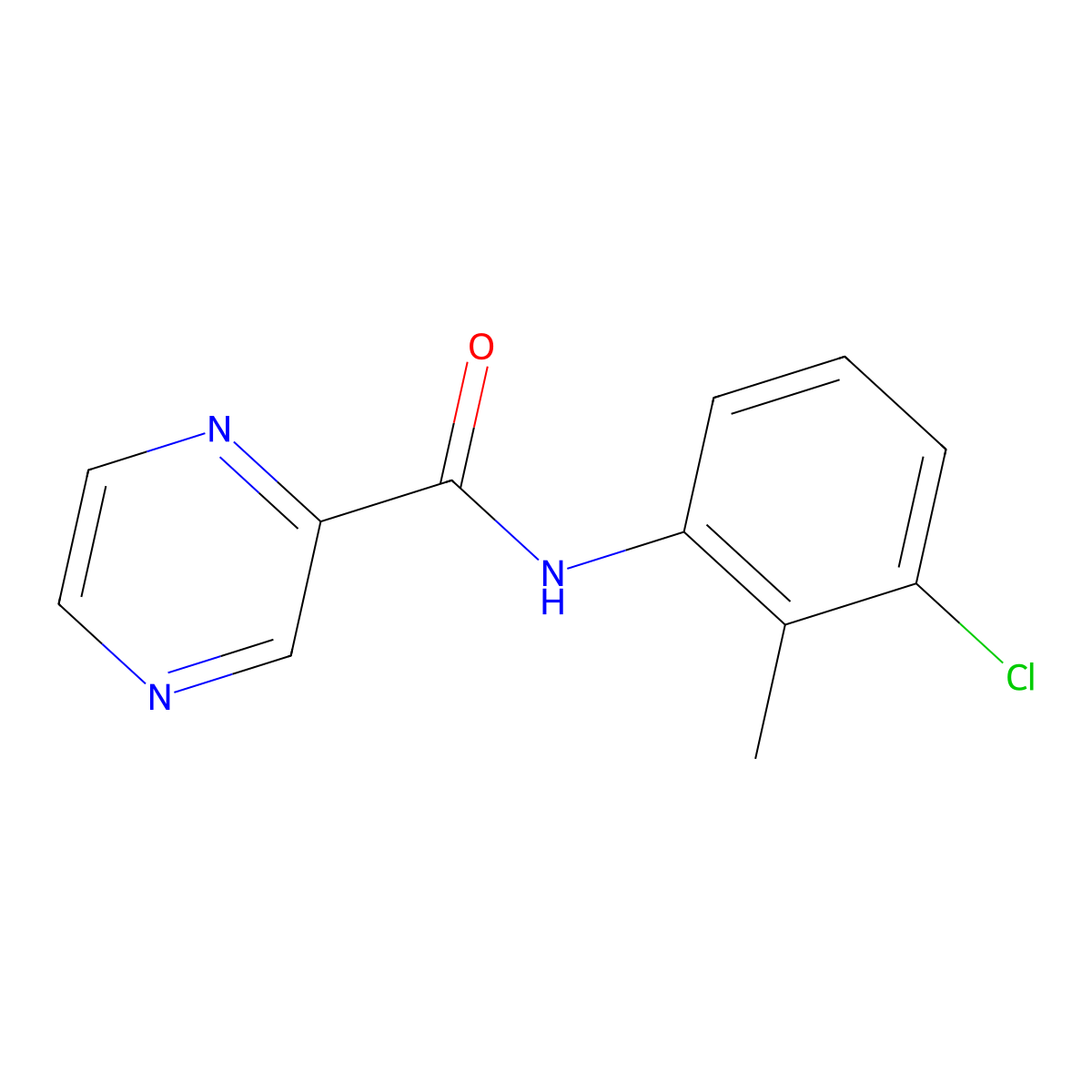 N-(3-chloro-2-methylphenyl)pyrazine-2-carboxamide molecular structure, CAS 389078-74-4