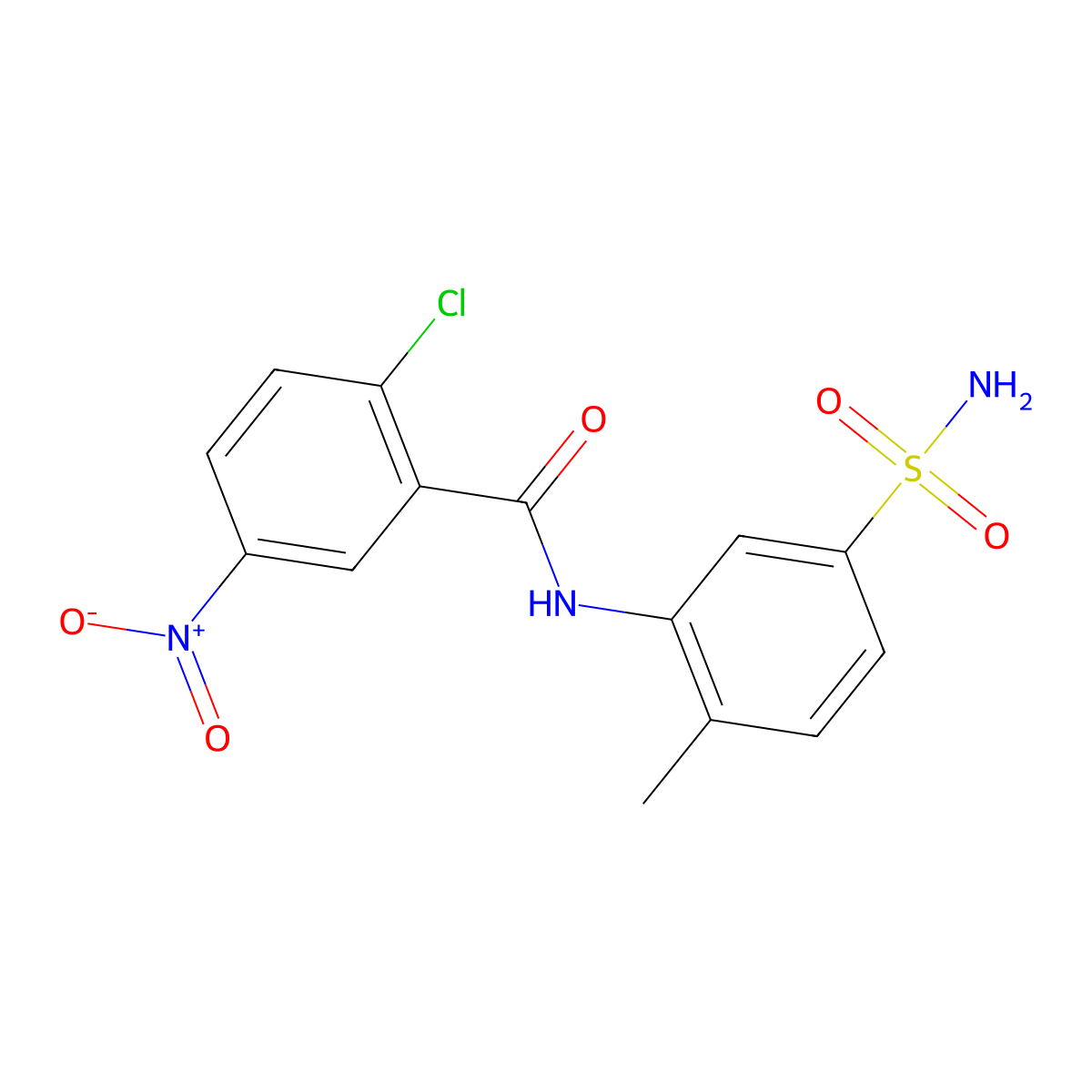 2-chloro-N-(2-methyl-5-sulfamoylphenyl)-5-nitrobenzamide molecular structure, CAS 389079-09-8