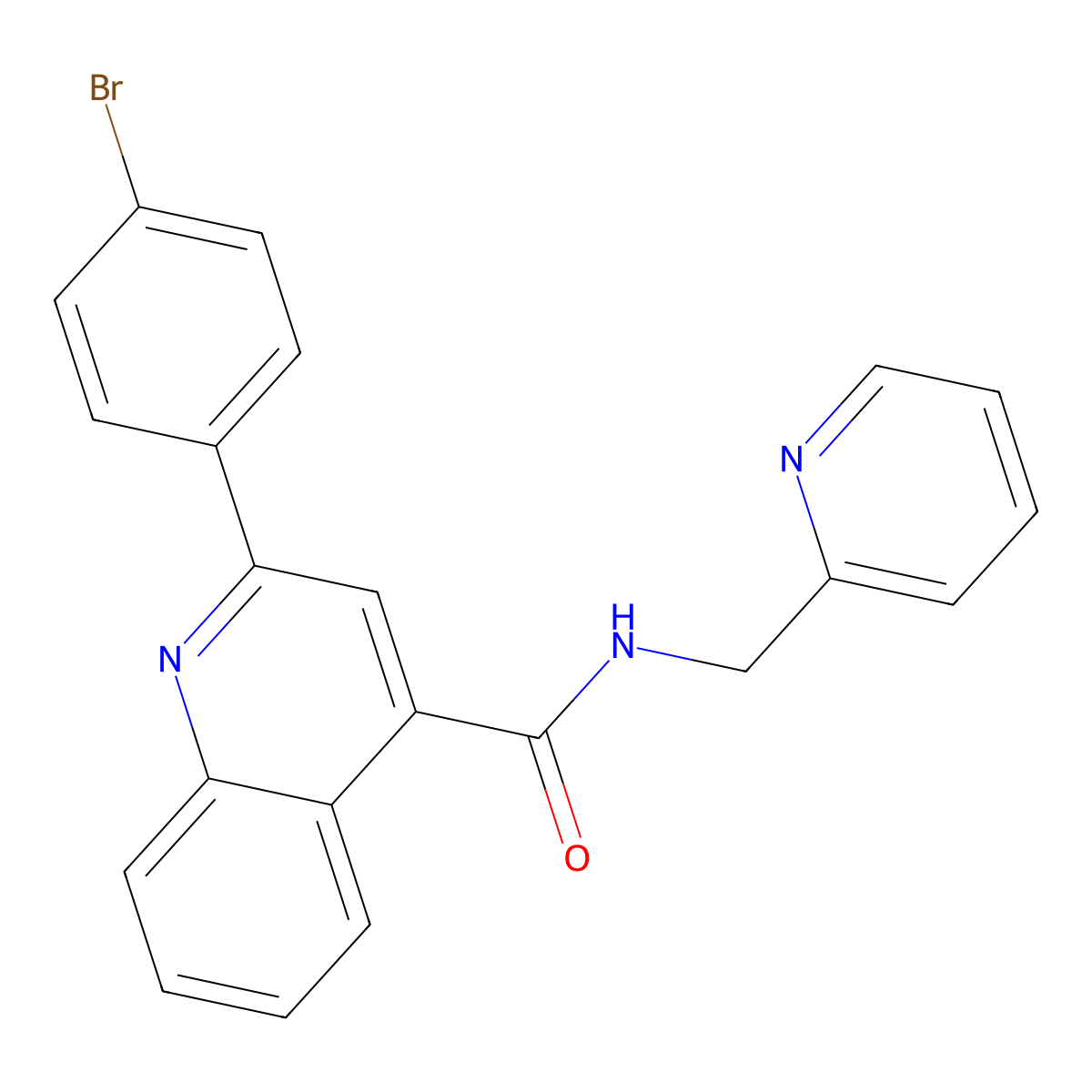 2-(4-bromophenyl)-N-(pyridin-2-ylmethyl)quinoline-4-carboxamide molecular structure, CAS 389079-41-8