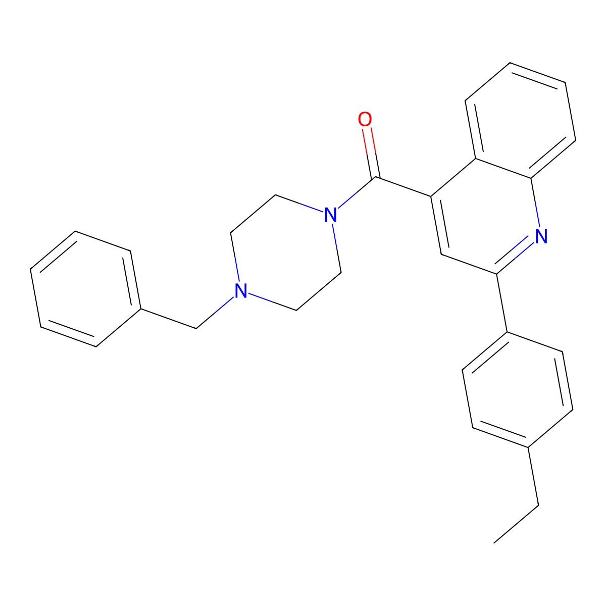 (4-Benzylpiperazin-1-yl)-[2-(4-ethylphenyl)quinolin-4-yl]methanone molecular structure, CAS 389079-49-6