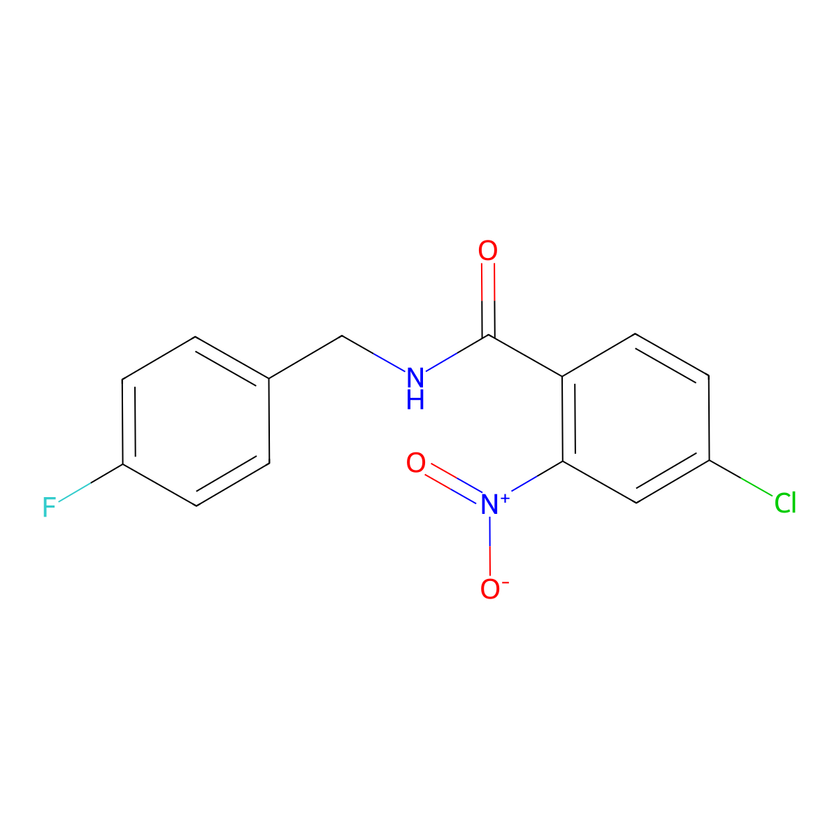 4-chloro-N-(4-fluorobenzyl)-2-nitrobenzamide molecular structure, CAS 389079-51-0
