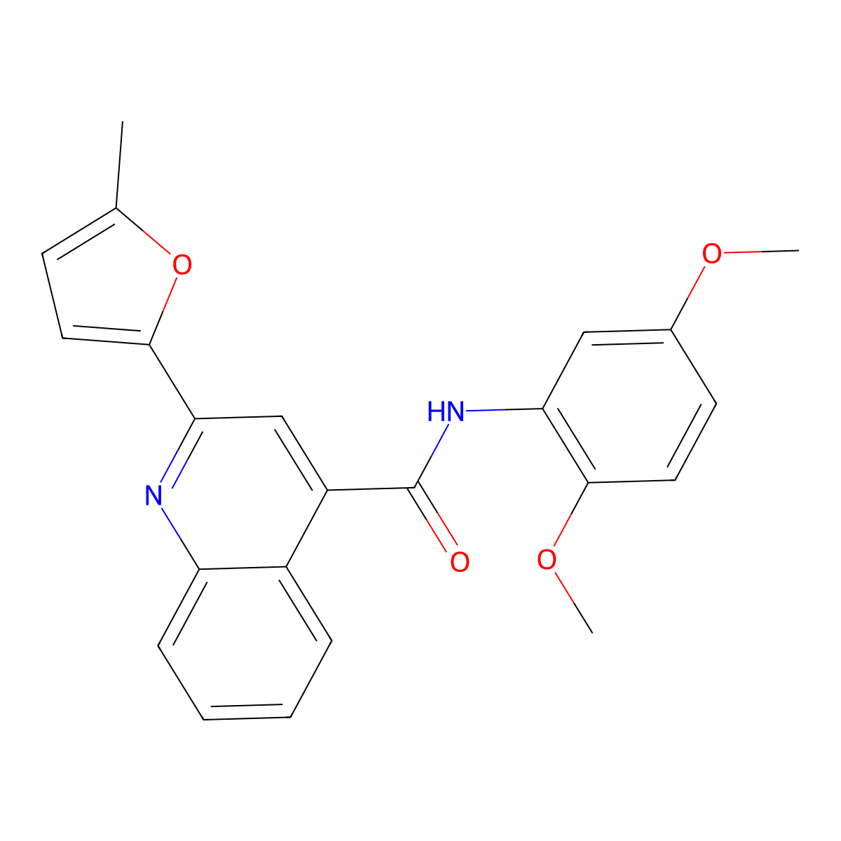 N-(2,5-dimethoxyphenyl)-2-(5-methylfuran-2-yl)quinoline-4-carboxamide molecular structure, CAS 389079-56-5