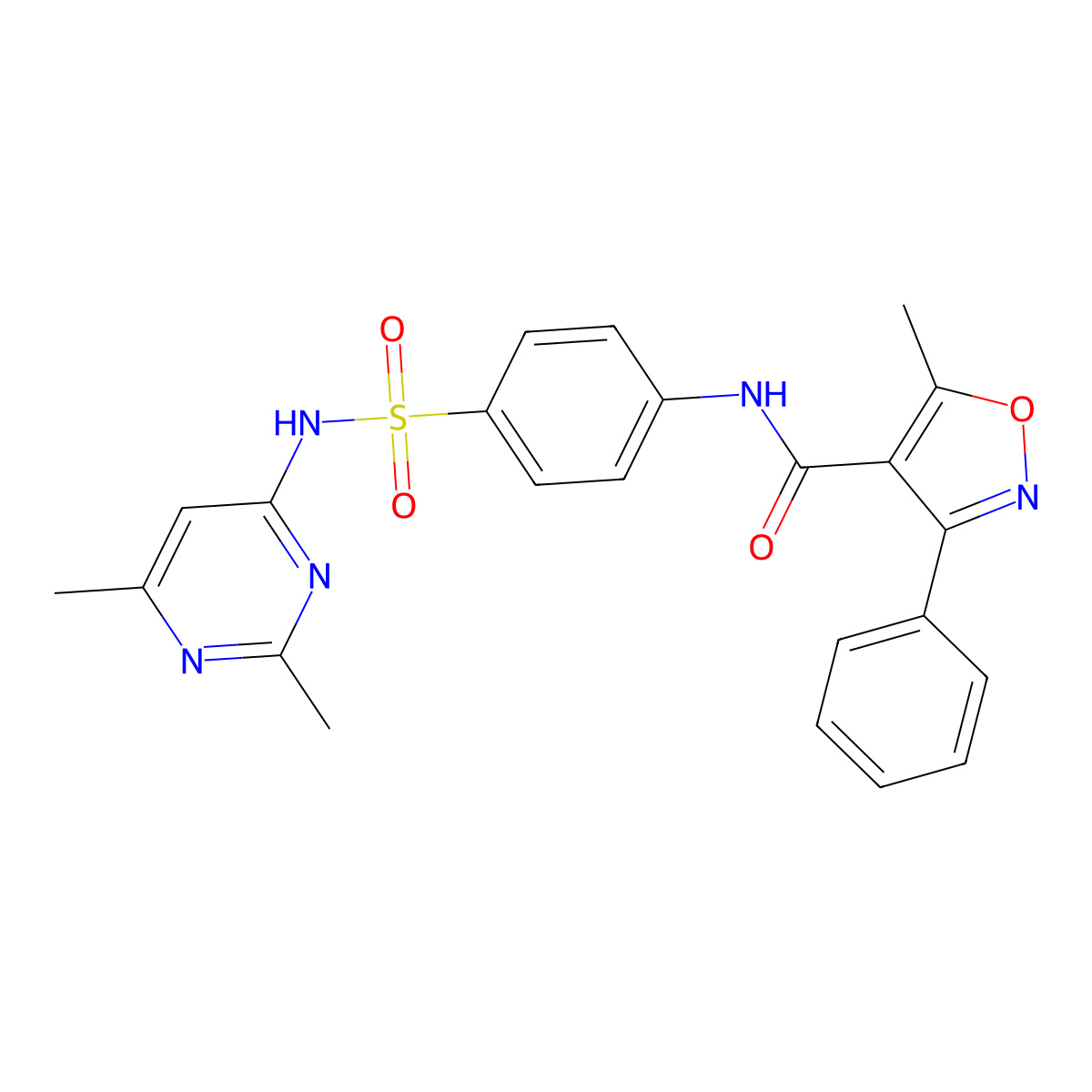 N-[4-[(2,6-dimethylpyrimidin-4-yl)sulfamoyl]phenyl]-5-methyl-3-phenyl-1,2-oxazole-4-carboxamide molecular structure, CAS 389079-57-6