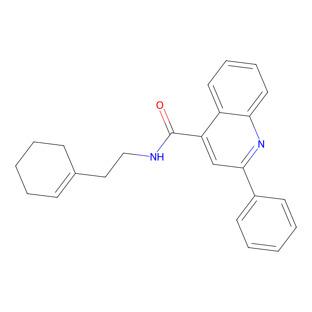 N-[2-(cyclohexen-1-yl)ethyl]-2-phenylquinoline-4-carboxamide molecular structure, CAS 389079-79-2