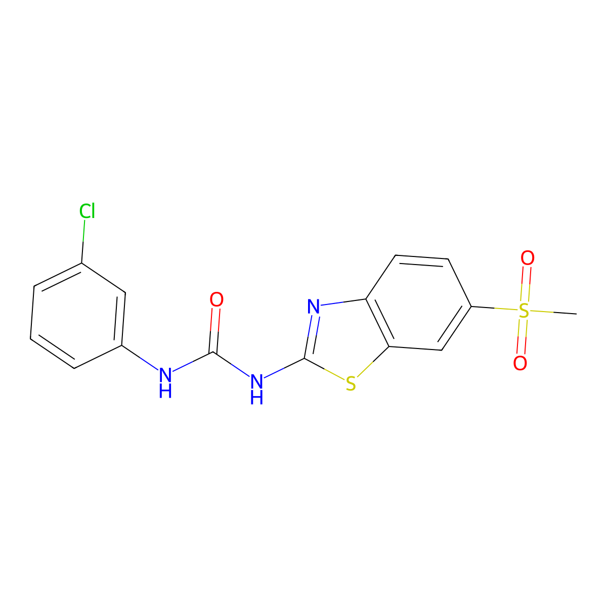 1-(3-Chloro-phenyl)-3-(6-methanesulfonyl-benzothiazol-2-yl)-urea molecular structure, CAS 389079-99-6