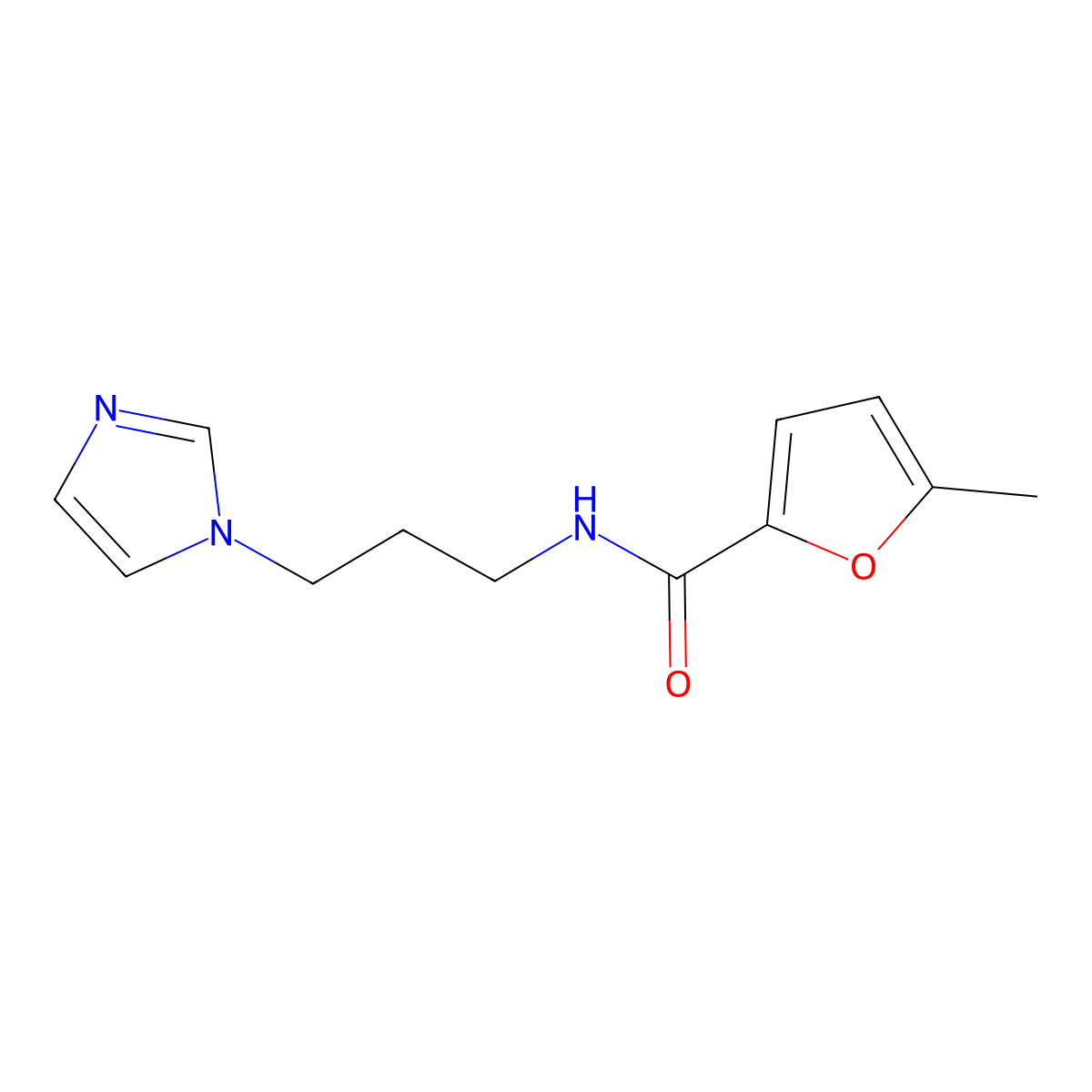 N-(3-imidazol-1-ylpropyl)-5-methylfuran-2-carboxamide molecular structure, CAS 389080-14-2
