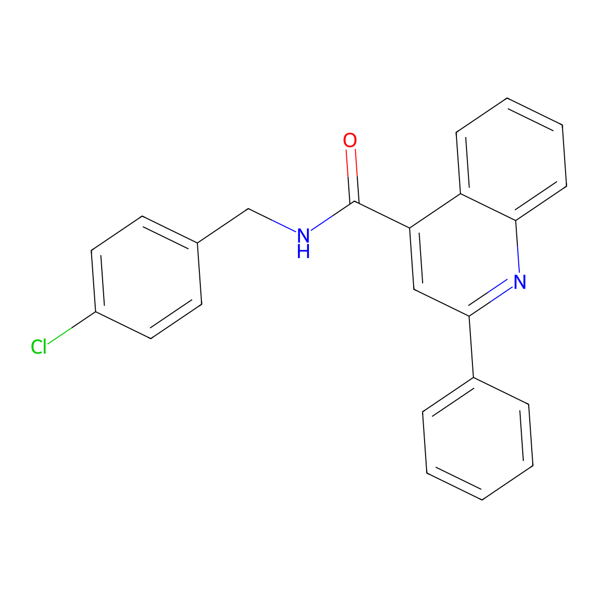 N-(4-chlorobenzyl)-2-phenyl-4-quinolinecarboxamide molecular structure, CAS 389080-40-4