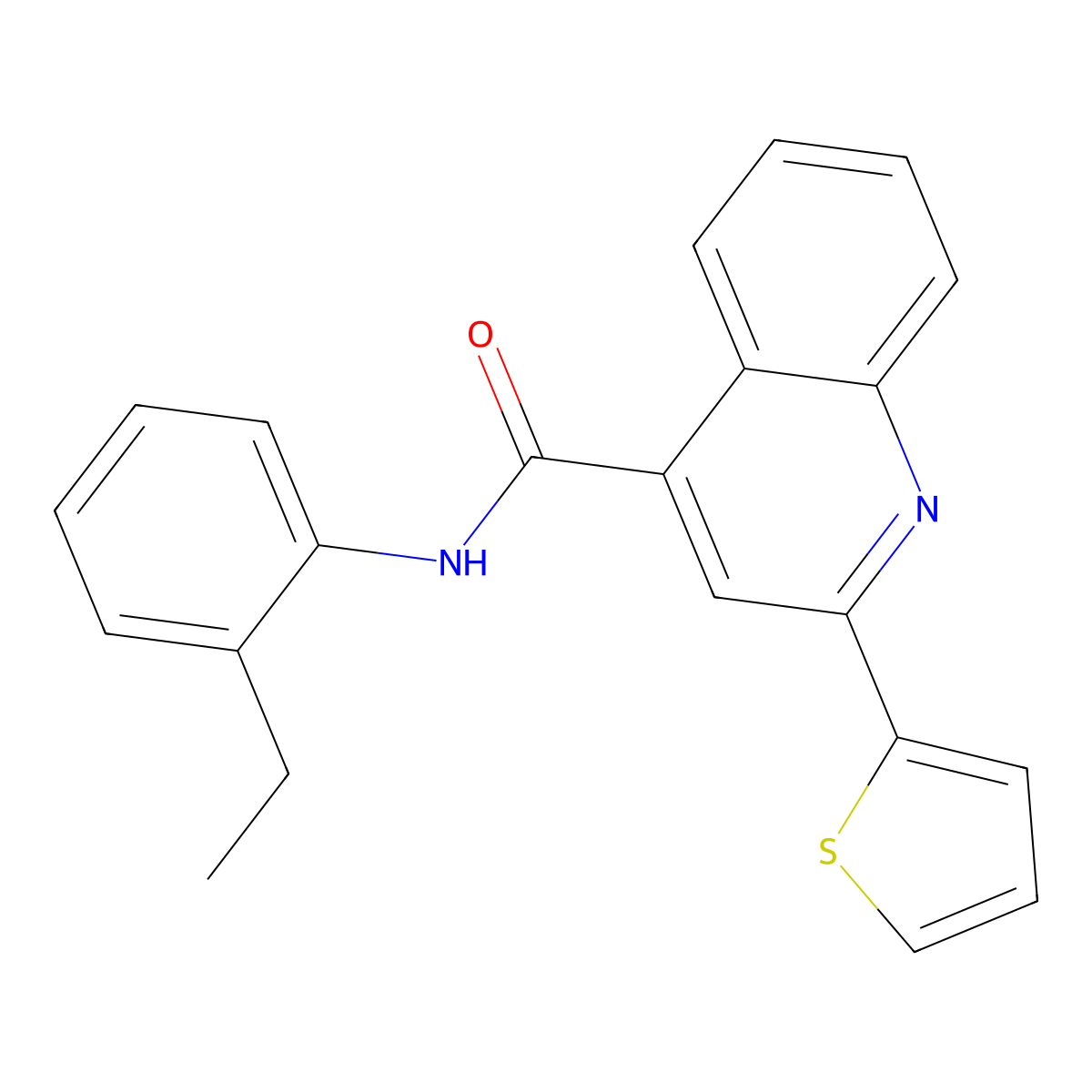 N-(2-ethylphenyl)-2-(thiophen-2-yl)quinoline-4-carboxamide molecular structure, CAS 389080-46-0