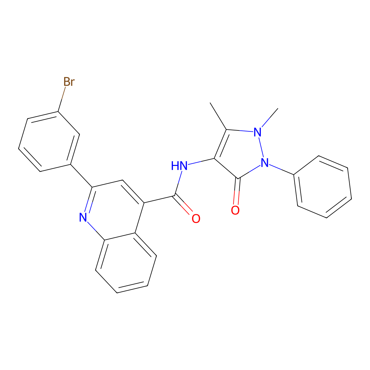 2-(3-bromophenyl)-N-(1,5-dimethyl-3-oxo-2-phenylpyrazol-4-yl)quinoline-4-carboxamide molecular structure, CAS 389080-47-1