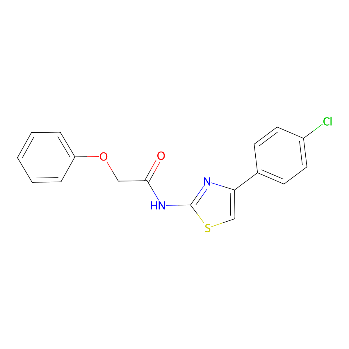 N-[4-(4-chlorophenyl)-1,3-thiazol-2-yl]-2-phenoxyacetamide molecular structure, CAS 389080-67-5