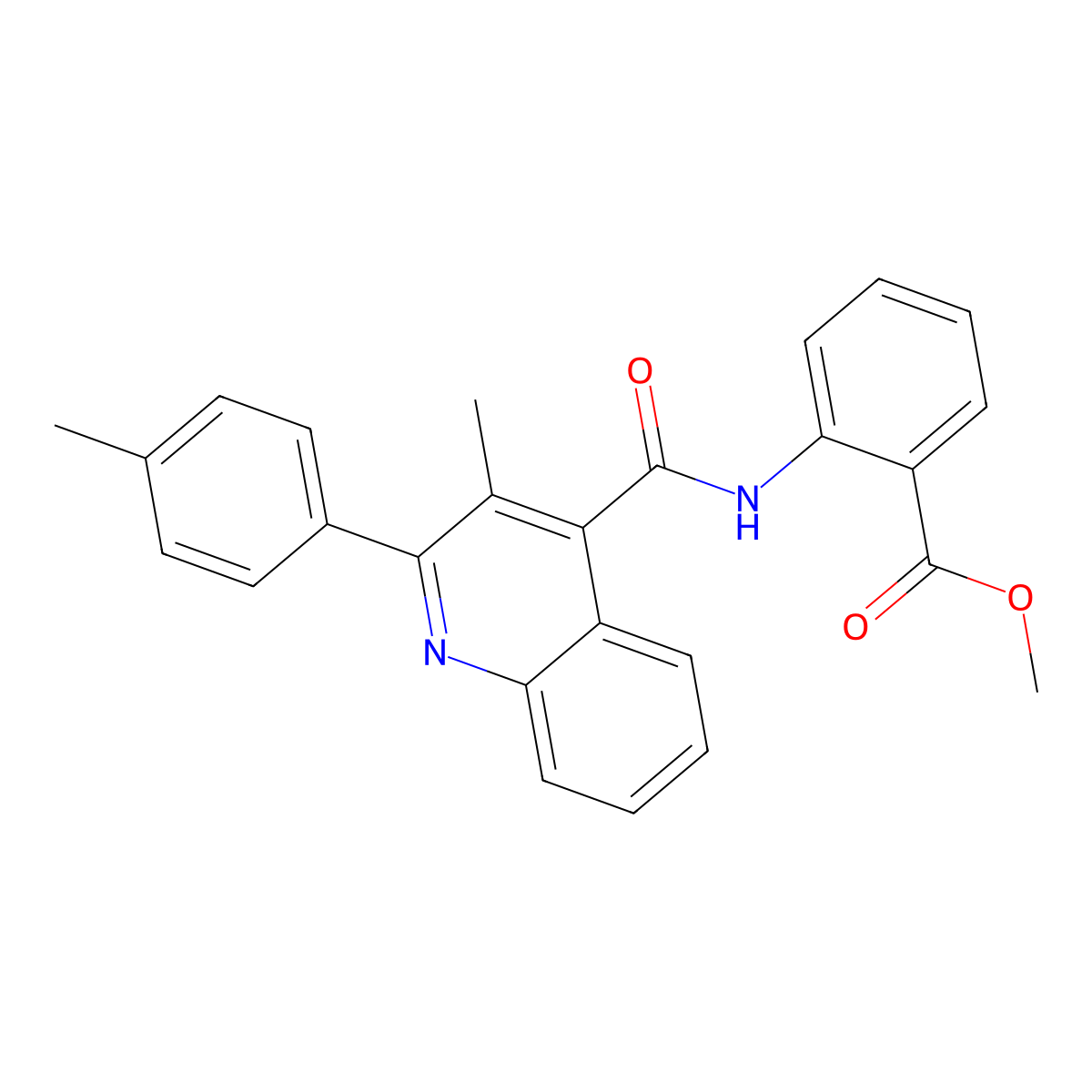 Methyl 2-[[3-methyl-2-(4-methylphenyl)quinoline-4-carbonyl]amino]benzoate molecular structure, CAS 389080-85-7