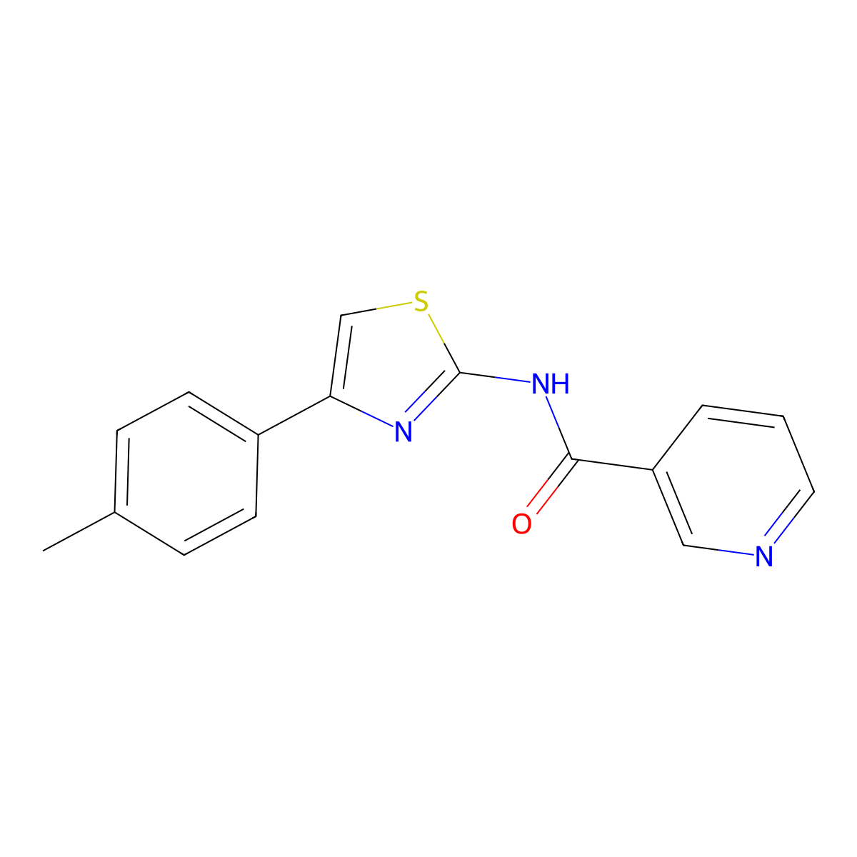N-[4-(4-methylphenyl)-1,3-thiazol-2-yl]pyridine-3-carboxamide molecular structure, CAS 389081-05-4